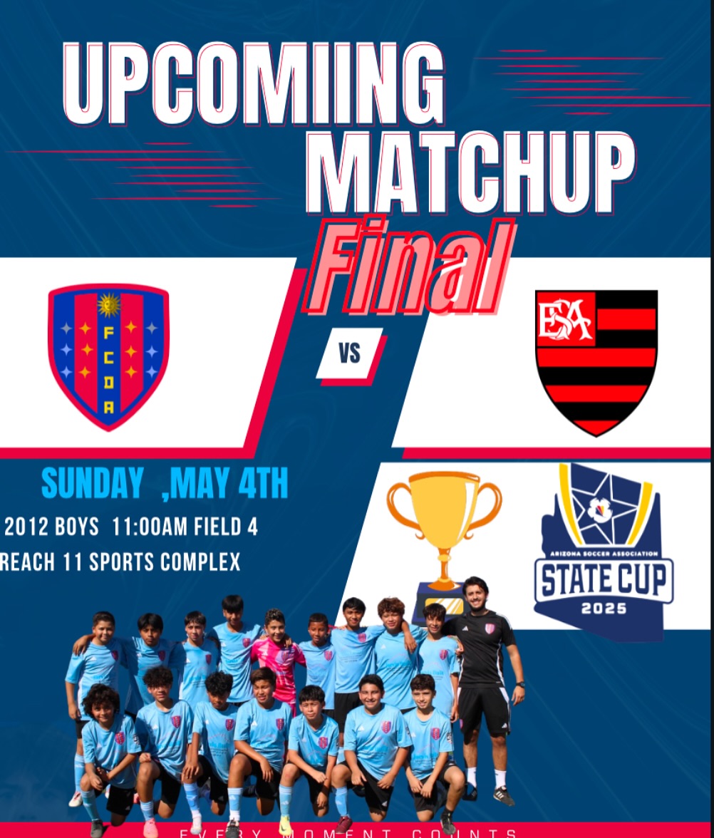 Let’s go!! The 2012 Boys are in the AZ State Cup final for a second year in a row as they try to make history today going back to back state champions 🫡🔴🔵