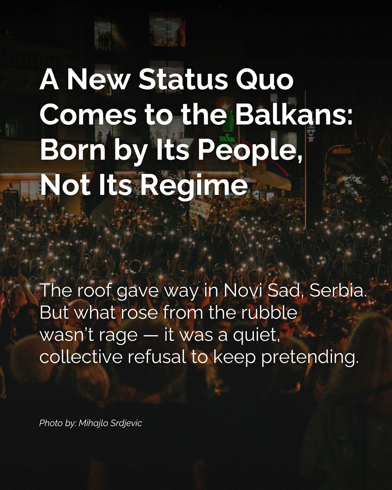 A regime built on promises. A station built on lies. Sixteen lives lost was the breaking point. What followed was something the Balkans hadn’t seen before: solidarity, truth, and people-led power.
Read more by clicking the link in our bio.
#NoviSad #Serbia #Balkan #Protests