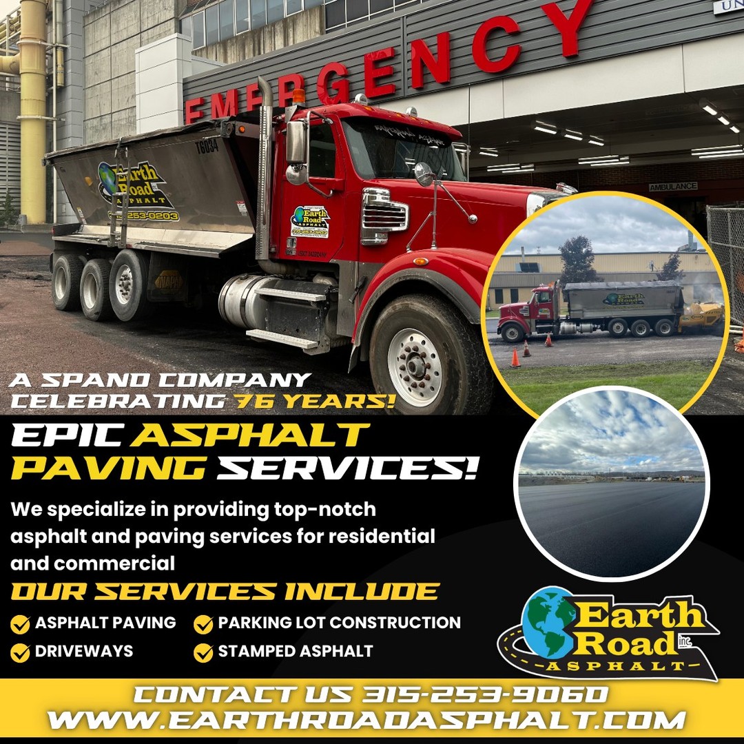 -> EPIC ASPHALT PAVING SERVICES
You want pavement that looks great, lasts long, and handles anything life throws at it. That’s what we deliver at Earth Road Inc. Asphalt. Our epic asphalt paving services are built for the long haul.
We use top-quality materials and the latest technology to ensure your driveway or parking lot is smooth, durable, and resilient. Whether it’s residential or commercial, we treat every project like it’s our own — no shortcuts, no second-rate work.
Experience the difference with Earth Road Inc. Asphalt. Let’s pave something epic.
#EpicPaving #QualityResults #EarthRoadInc #BuiltToLast #PavingPros
CONTACT US FOR YOUR QUOTE TODAY!
315-253-9060
#AsphaltPavingCentralNY #Perfection
#Paving #Milling #Sealcoating #Striping
#AmericanAsphaltWorkers #AsphaltLife #KickingAsphalt!
#AsphaltPavingCentralNY
#madeinamerica🇺🇸 #CommercialPaving #residentialpaving
#blacktop #EarthRoadAsphalt
https://bit.ly/2PwFZoN
277 North St. Bldg. A Auburn, NY 13021