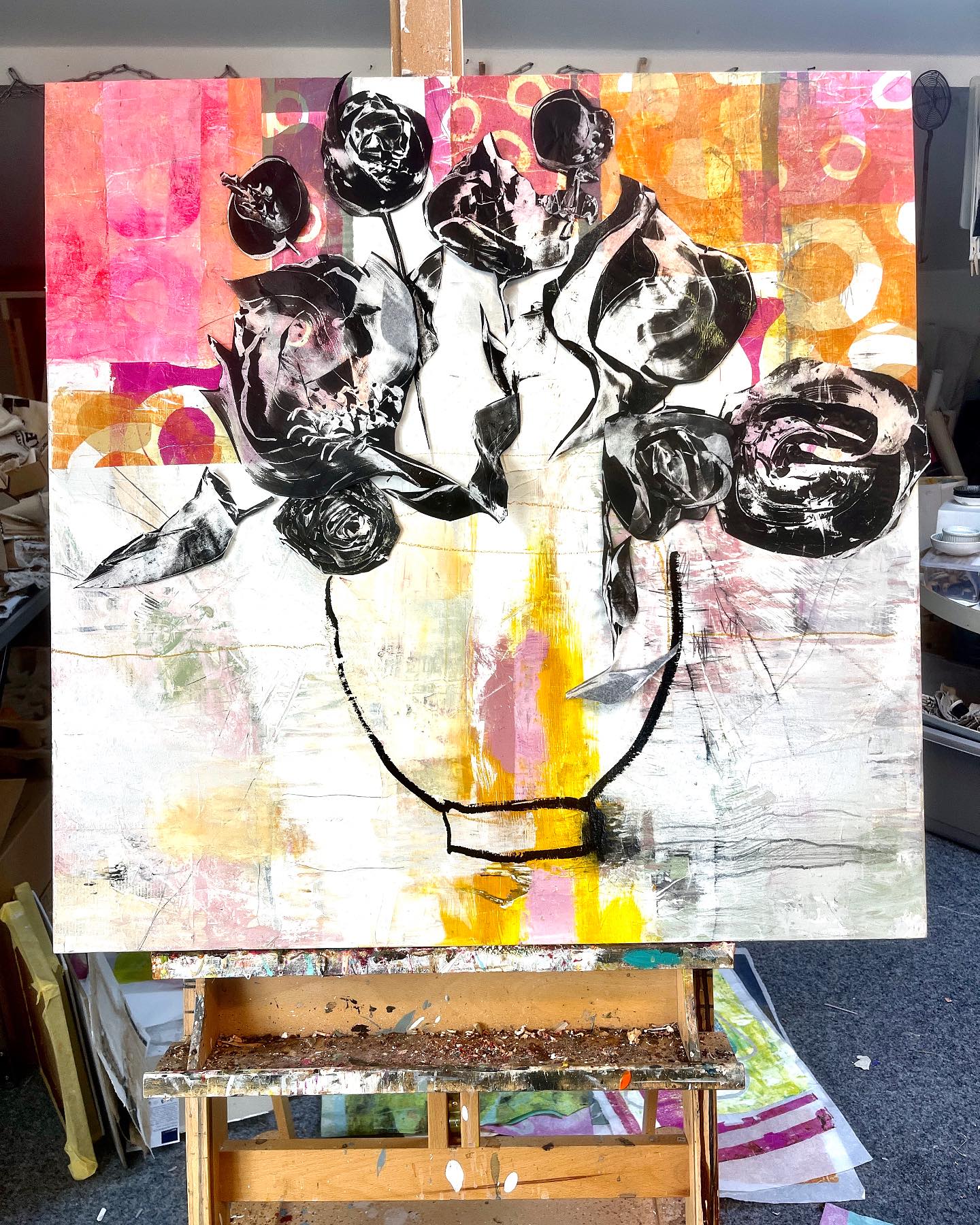 Ist wie Malen mit Geliprints. Da mach ich doch gleich noch eins 😉🫶#workinprogress #paintingwithpaper