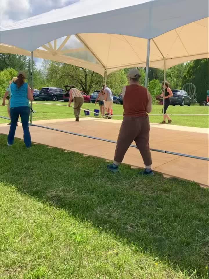 The stage is up! Thanks to all our volunteers who showed up today! We can’t wait to see you THIS WEEKEND #halestone #halestonedancestudio #communityinmotion #anyoneandeveryonecandance #rockbridgecountyva #lexingtonva #buenavistava