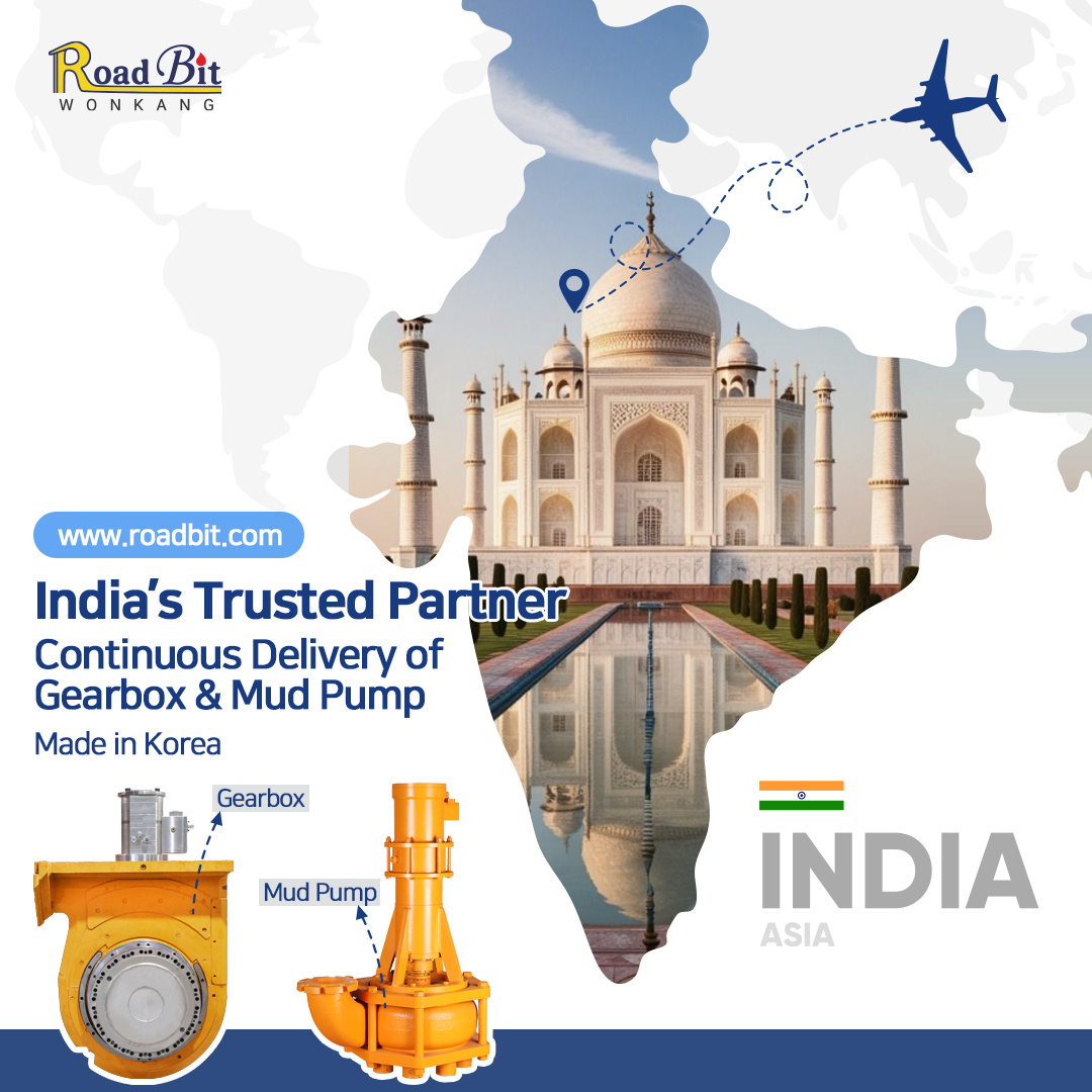 India’s Trusted Partner - Continuous Delivery of �Gearbox & Mud Pump
Made in Korea
www.roadbit.com
#Diaphragmwall #Slurrywall #trenchcutter #BC30 #BC32 #BC35 #BC40 #cutterteeth #gearbox #mudpump #korea #wonkang #roadbit #cuttingwheel #BCF10 #BCF9 #spareparts #Mechanicalseals #Damper #Gearing #Complete #Assembly #roadheader #pick #tunneling #1500mm #India