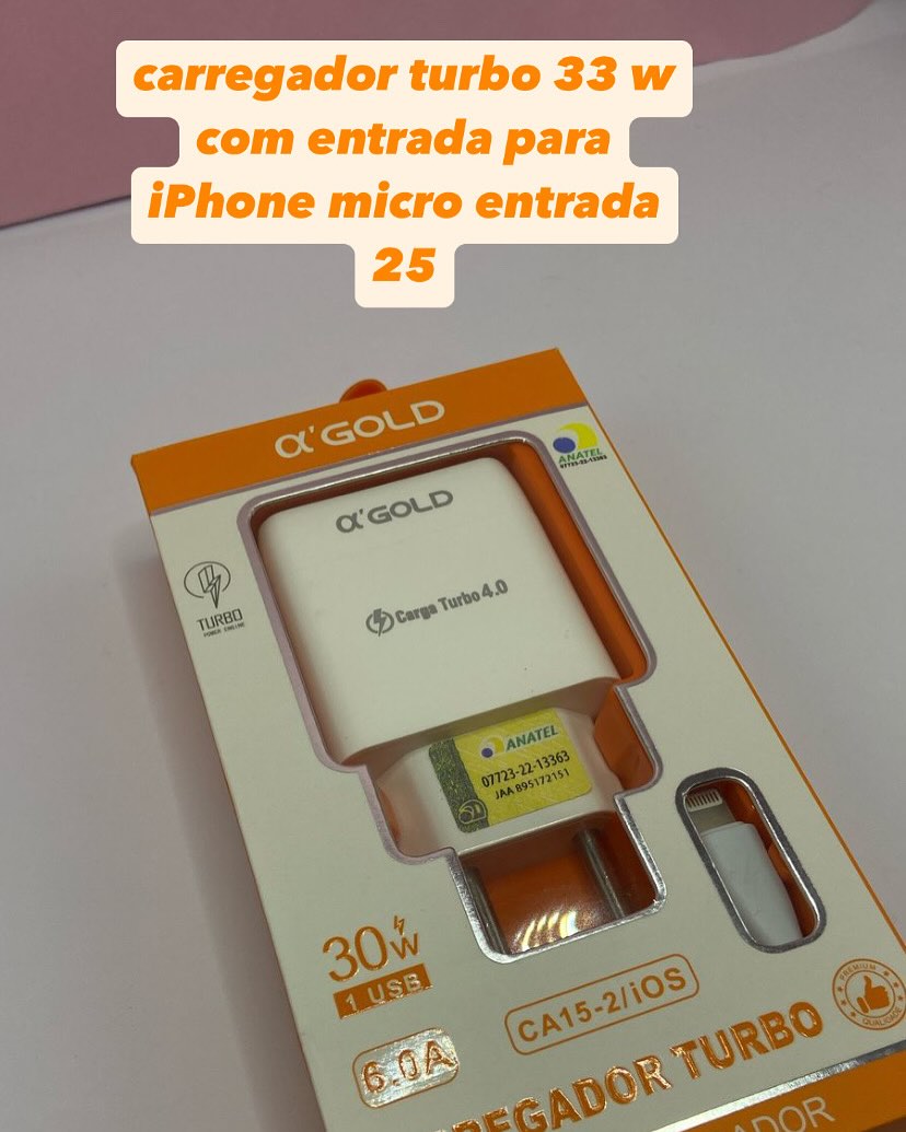 ⚡🔌 Potência, segurança e velocidade na palma da sua mão!
O Carregador de Parede USB-C 30W é a escolha ideal para quem precisa de carregamento rápido, eficiente e homologado pela ANATEL – tudo isso com a confiabilidade que seu dispositivo merece.
📱 Destaques que fazem a diferença:
✅ Compatível com iPhone 8 ou superior e outros dispositivos USB-C
✅ Tecnologia de carregamento rápido (PD)
✅ Compacto, leve e perfeito para casa, trabalho ou viagens
✅ Homologado pela ANATEL – mais segurança e qualidade garantida
✅ Conector metálico para melhor condução de energia
🚀 Carregue seus dispositivos com até 30W de potência e ganhe tempo no seu dia a dia!
📲 Ficou interessado? Chama a gente no WhatsApp, direct ou acesse nosso site e aproveite!
#CarregadorUSB #CarregamentoRápido #USBTypeC #TecnologiaQueMove #HomologadoAnatel #PotênciaEmQualquerLugar