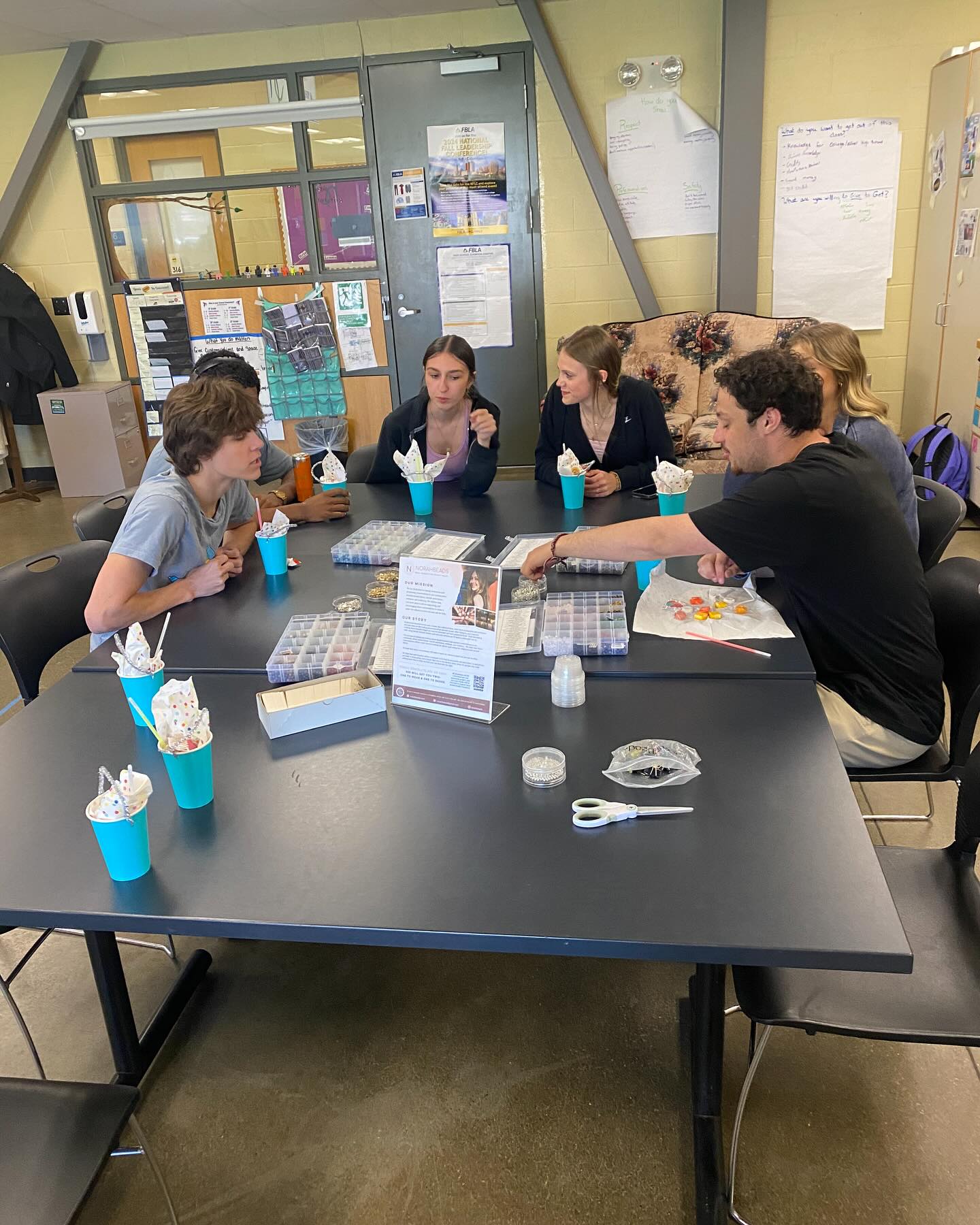 I got to spend some time yesterday with the students from NCUHS Business Leadership and Marketing program. We kicked off Mental Health awareness month talking about the importance of mental health while making NorahBeads Bracelets for the students to market and sell in the school store. The proceeds will be going to support the first annual Norah Christine Jones Memorial Scholarship, for students planning to further their education in career fields of Mental Health and Human Services.