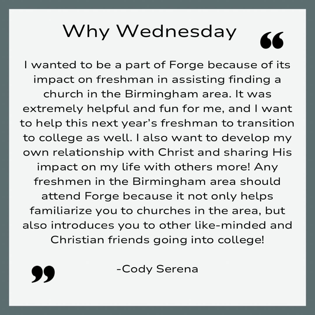 #WHYWEDNESDAY
Let’s hear from our awesome staff on why they wanted to be apart of Forge and why you should register! Student registration is open until July 28! #forge25