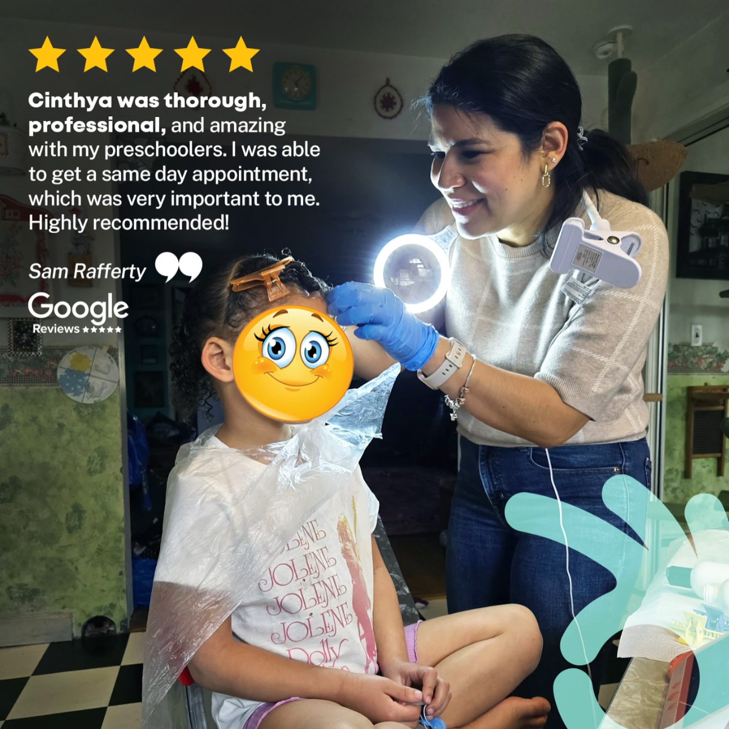 Another happy family helped — same day!
“Cinthya was thorough, professional, and amazing with my preschoolers. I was able to get a same day appointment, which was very important to me. Highly recommended!”
At Bye-Bye Pesky Lice, we specialize in gentle, in-home lice removal for kids of all ages — even the littlest ones.
Need help fast? We offer same-day lice treatment in New Jersey and surrounding areas.
Book now and experience professional, family-friendly care that works.
#LiceRemoval #SameDayService #InHomeLiceTreatment #ByeByePeskyLice #FamilyCare #LiceExpert #NJMom #PreschoolParent #HeadLiceHelp #licefree
