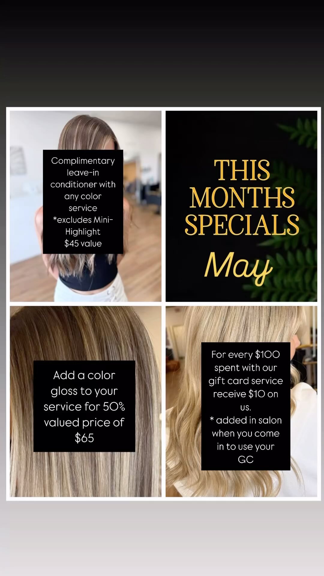 🌸🪻May is here and so are we! Celebrate Mother's Day with us and create smiles with new fresh hair! 🌸🪻
All our specials will run through the end of the month. Book with us online or call to make your appointment. @getgoldielocks