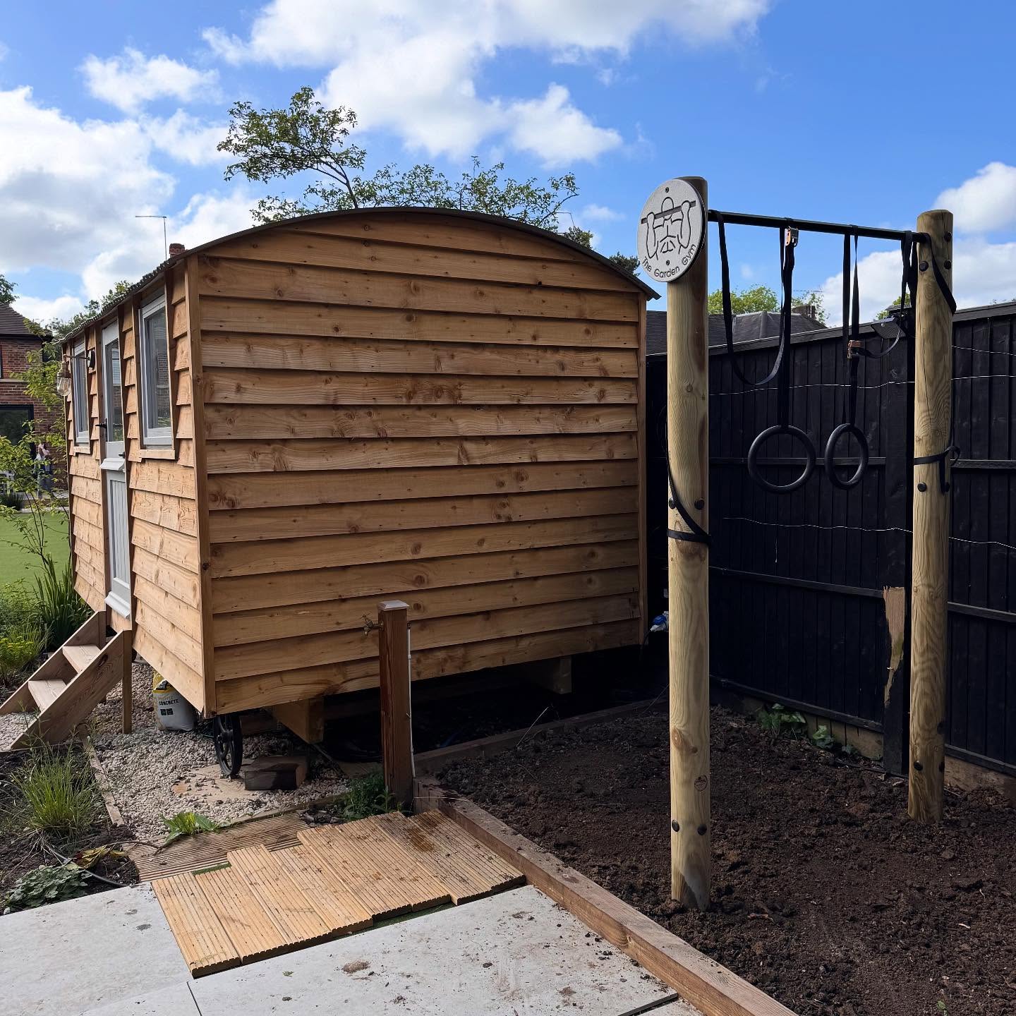 Lovely setting for a pull up bar with wall ball target installed this week.