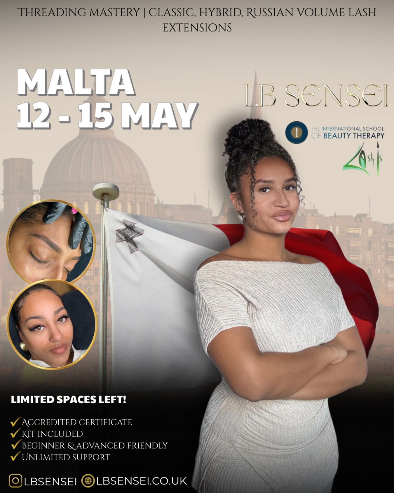 Malta, Iโm back!
After 15 years in the beauty industry and teaching 100s of women how to build successful businesses of their own, Iโm bringing my signature training back to your beautiful island.
In partnership with Lashis and The International School of Beauty Therapy, Iโll be delivering a Threading Mastery & Eyelash Extension Course designed for both beginners and advanced artists.
What youโll learn:
โข 3 expert threading techniques
โข Eyebrow mapping & shaping
โข Health & safety, anatomy, hair structure
โข Lash fanning & how to create 1:1, 2Dโ8D volume fans
โข Classic, Hybrid & Russian Volume Lash Extensions
โข Contraindications, client consultation, adhesive handling, infills, aftercare & SO MUCH MORE!
This is fully BABTAC-accredited, includes your kit, and offers ongoing support to ensure you thrive.
Dates:
Threading Course โ 12th & 15th May
Eyelash Extensions โ 13th & 14th May
Limited spaces available - DM to secure your space today!
@LBSensei
@int.schoolofbeautytherapy @lashis
