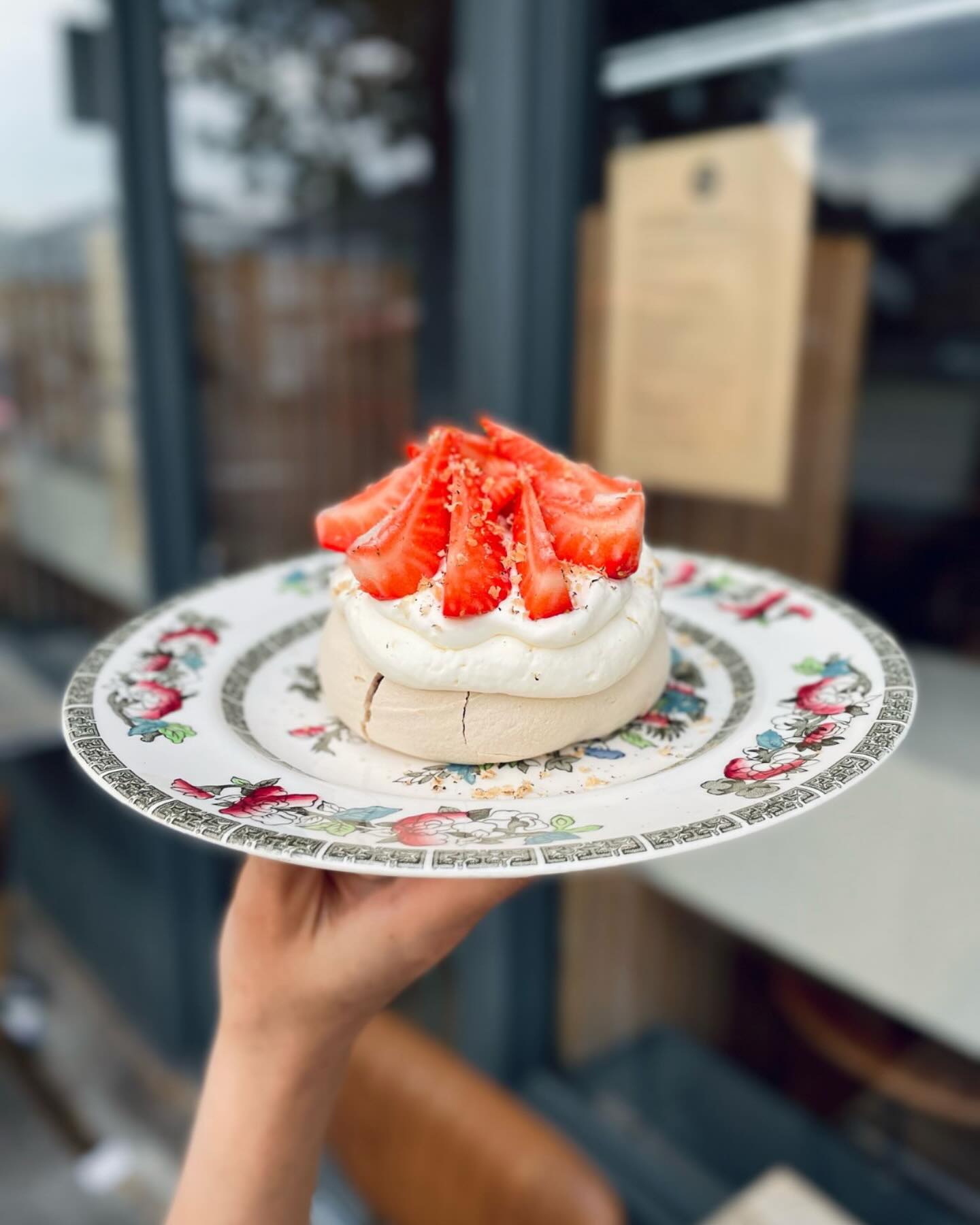 Belter. Muscovado meringue, cream cheese chantilly, strawberry compote, strawberries, tonka bean