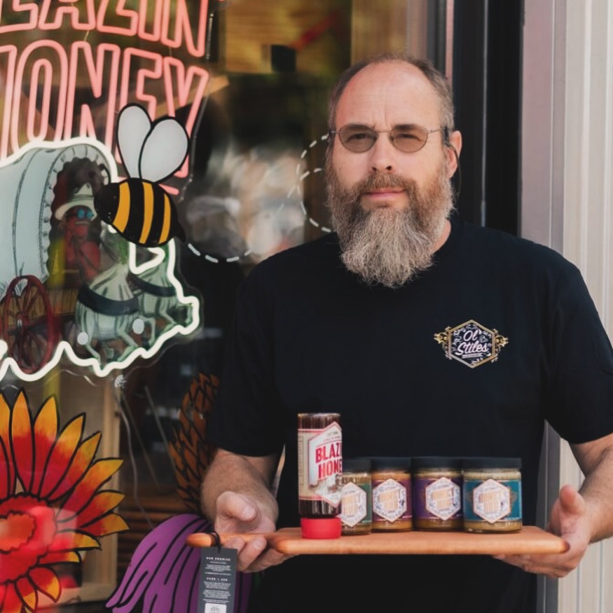 Our owner Grant Stiles stands in front of our retail location where we sell beekeeping supplies as well as our honey. The store also acts as a learning center where we hold beekeeping classes we offer called “Next-Level Beekeeping” where we focus on developing skills for those who keep bees and also encourage the next generation of beekeepers. Read the @njbiz article linked in our profile. #myblazinhoney #beekeeping #njbiz #honeybees