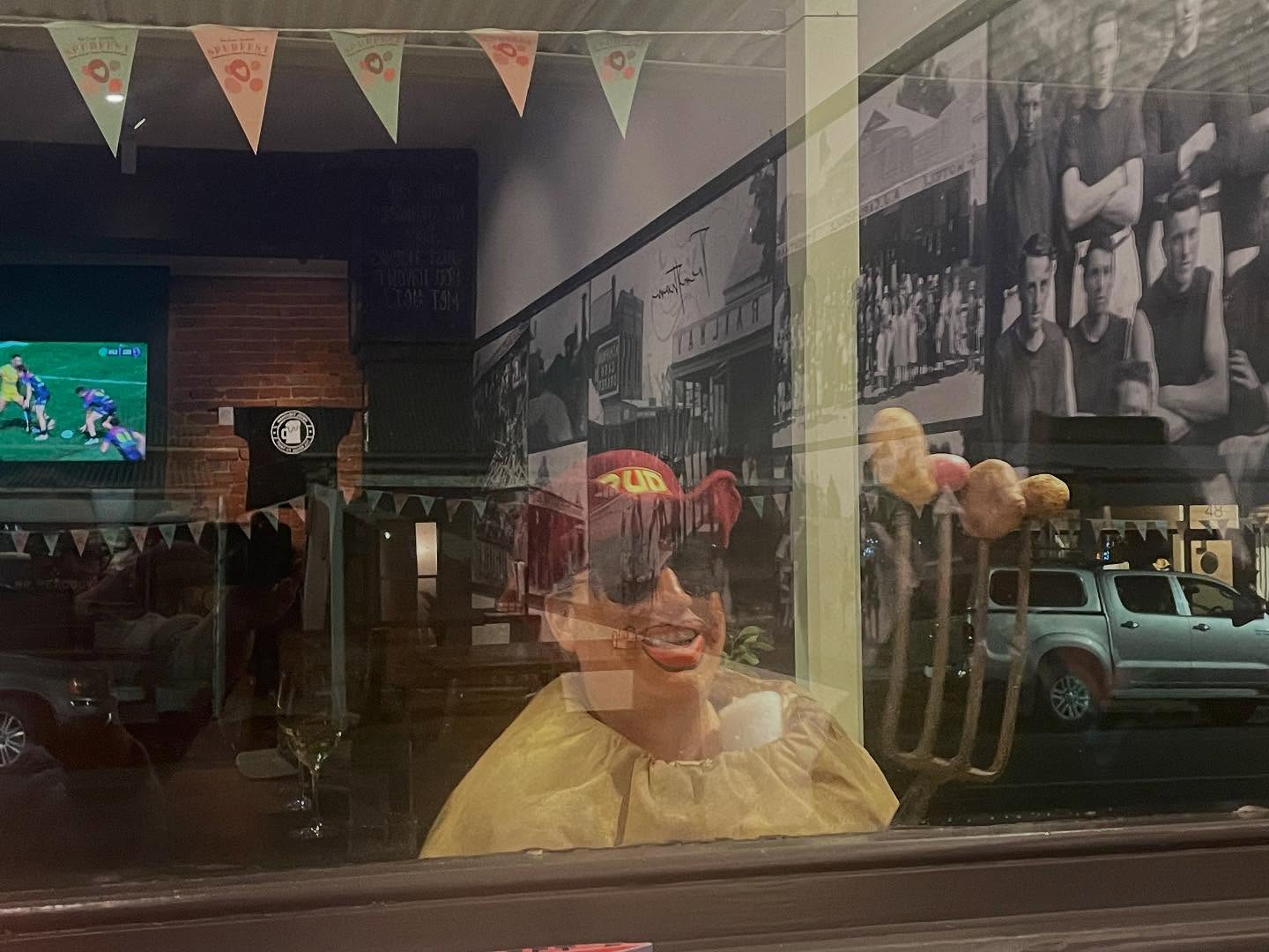 Late night sighting of Spudman. On his way home from a MASH-IVE weekend! #trenthamspudfest #spudman #potatoes