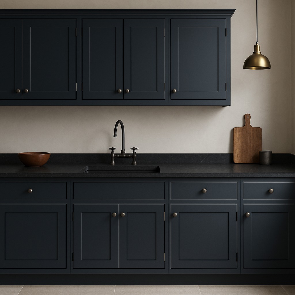Dark blue cabinetry paired with black worktops creates a bold, grounded look that’s both striking and practical. If your kitchen gets plenty of natural light, this moody palette can feel sophisticated rather than overpowering. Would you go dark in your kitchen?
.
.
.
#darkbluekitchen #dubaikitchendesign
#bespokekitchensdubai
#kitcheninspo
#modernkitchendesign
#moodykitchen
#customkitchensdubai
#luxurykitchendesign
#kitchendetails
#interiordesigndubai
#kitchentrends2025
#kitchengoals