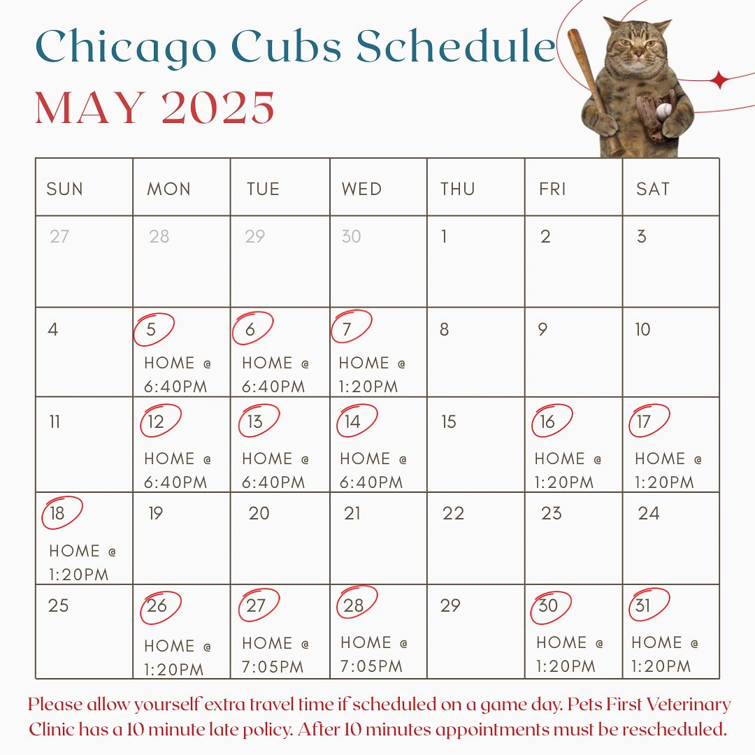 May Cubs Schedule! ⚾️
