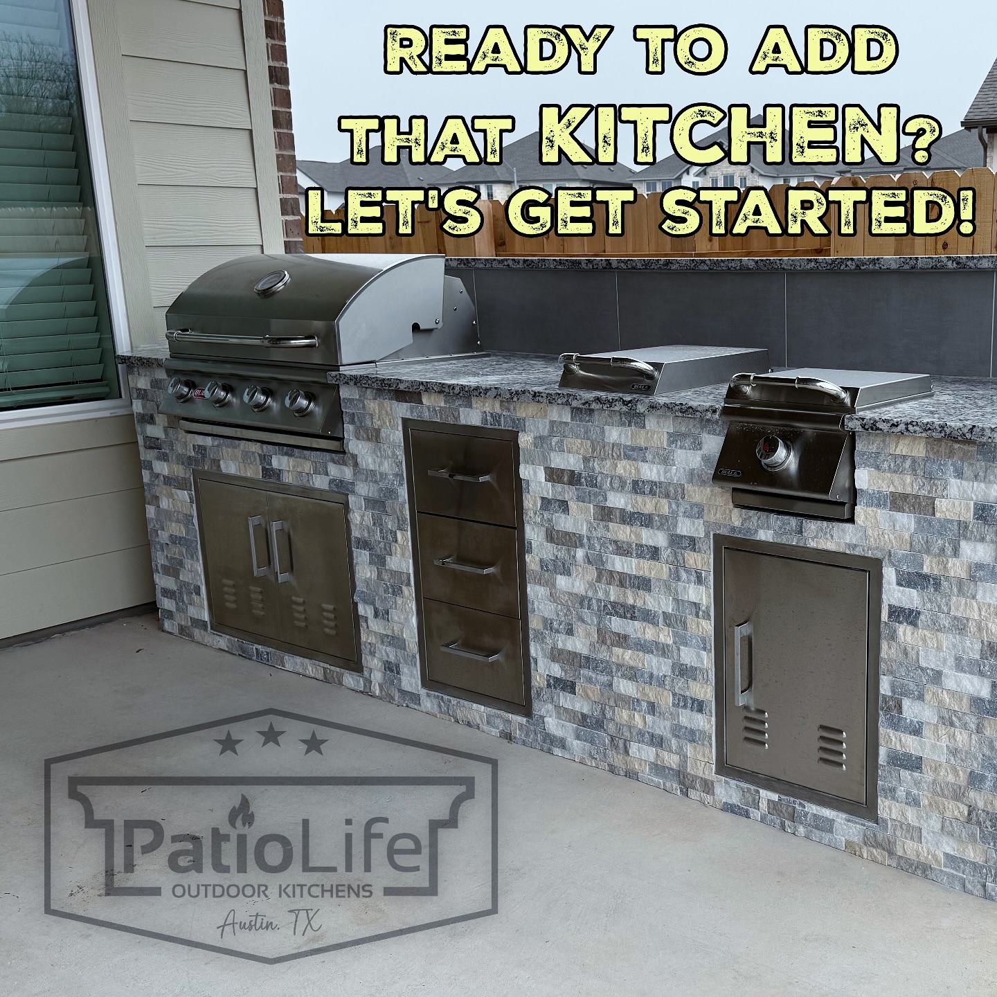 Your dream backyard isn’t complete without an outdoor kitchen like this. Fully custom, built to last, and made for real Texas living. Ready to get started? Let’s design yours!
#OutdoorKitchen #PatioLife #AustinTXHomes #BackyardUpgrade #CustomPatio #GrillLife #TexasLiving #HomeGoals