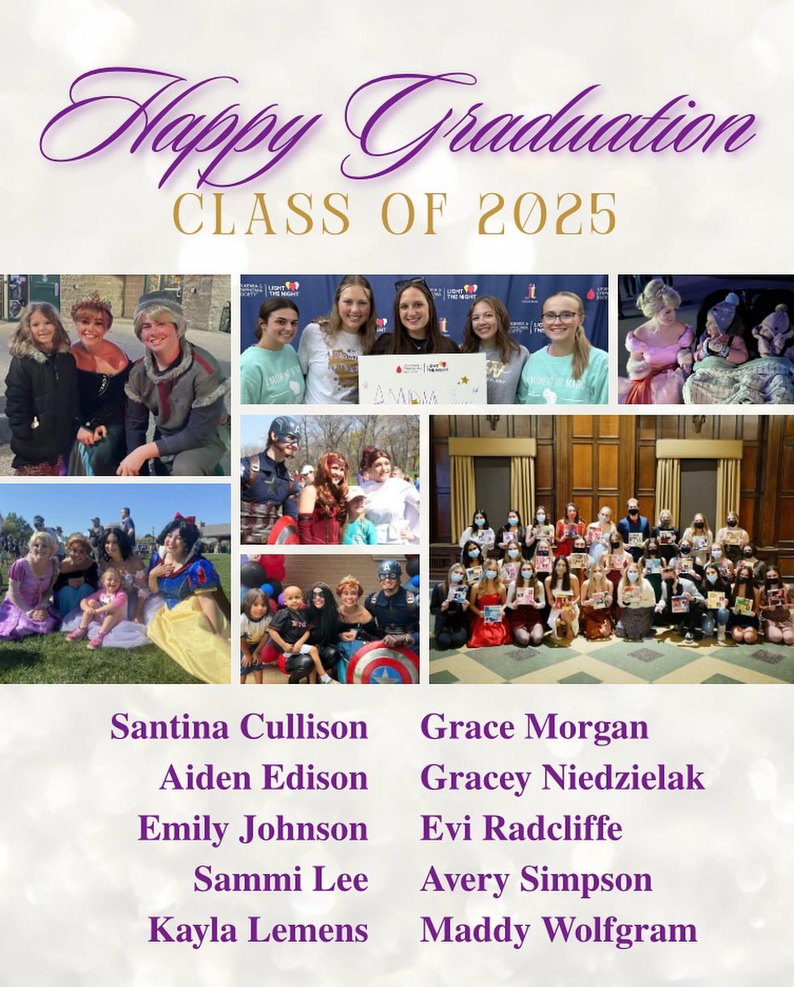 In honor of finals week, we wanted to take a second to recognize our beautiful group of seniors!✨
Thank you for all you have done for AMoM these past few years, you will be missed!
All of us wish you the best of luck on your future endeavors, keep making magic no matter what the rest of your story holds💜
Congrats to our first group of seniors: Gracey, Santina, Emily, Sammi, and Kayla!🎓