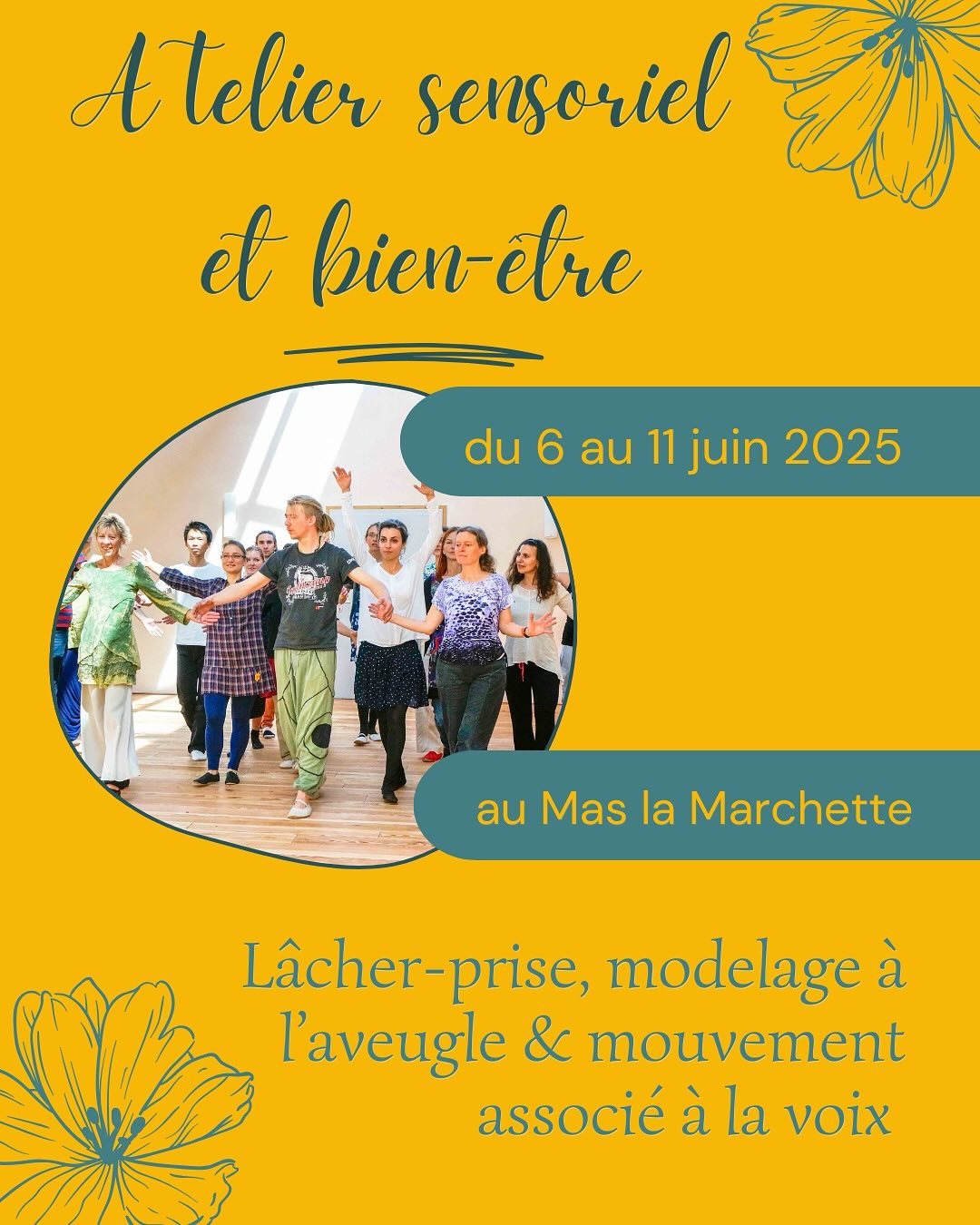 Et si vous preniez du temps pour vous?
Réveillez vos sens…
Et laissez le corps parler,
la voix vibrer,
les mains explorer l’argile
votre esprit vagabonder.
En juin, le Mas La Marchette devient votre refuge, terrain de jeu pour les sens,
et berceau d’un atelier atypique,
où l’on vient se retrouver dans le calme, en mouvement, en matière.
Modelage à l’aveugle,
mouvements doux et voix libératrice,
au cœur d’un lieu suspendu entre ciel, mer et montagne.
Un espace-temps pour se ressourcer, pour respirer, pour créer.
Les places sont précieuses.
Écrivez-moi ou appelez-moi pour en savoir plus.
