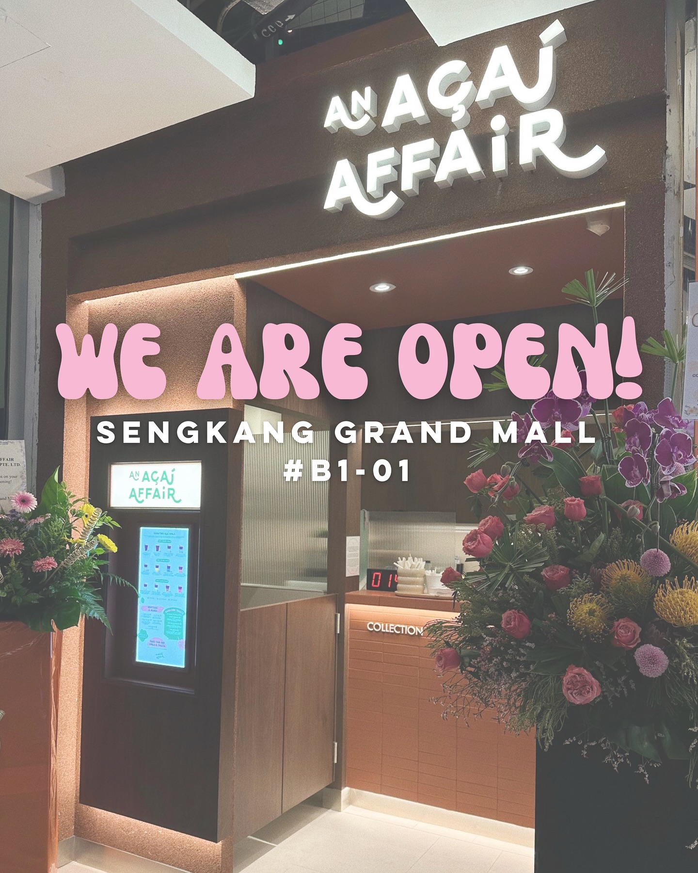 We’ve finally opened our doors at Sengkang Grand Mall today! 🎉
To celebrate, we’re treating you guys to 1-for-1 Nutty Party açaí bowls next Saturday, 17 May, from 11am onwards (at Sengkang only!) ❤️
Here’s what you need to know:
- Valid for medium & large Nutty Party signature bowls only
- Limited to 3 redemptions per person
- Other menu items will not be available that day
- Queue will be cut off at 9.30pm, so do join the queue before then!