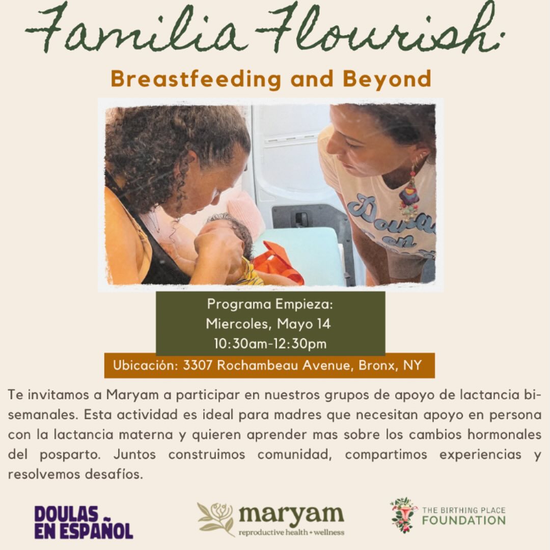 ✨ ¡Presentamos Familia Flourish: Lactancia y Más Allá! ✨
¡Estamos emocionadas de anunciar el lanzamiento del programa principal de The Birthing Place Foundation — Familia Flourish: Lactancia y Más Allá (FFBB) — desarrollado en colaboración con Doulas en Español y organizado en Maryam Reproductive Health & Wellness.
🍼 Únete a nuestros grupos de apoyo para la alimentación infantil, que se reúnen dos veces al mes, los miércoles de 10:30 AM a 12:30 PM. Las sesiones alternarán entre inglés y español para servir mejor a nuestra comunidad. ¡Totalmente gratuito!
Este programa está diseñado para nutrir el vínculo emocional entre madre/padre y bebé, al mismo tiempo que apoya el bienestar mental en el período posparto. Queremos reducir la incidencia de los trastornos del estado de ánimo posparto (PMDs) en las comunidades de color de NYC mediante un cuidado accesible y con raíces culturales.
🌿 ¿Qué ofrecemos?
✨ Revisión de horarios de alimentación para ayudarte a establecer una rutina
✨ Apoyo práctico de lactancia para resolver desafíos
✨ Alimentaciones con peso para monitorear el suministro de leche y el crecimiento del bebé
✨ Conversaciones sobre lactancia, alimentación combinada, cambios hormonales posparto y más
Perfecto para madres/padres primerizas y quienes desean aprender más. Estos grupos son espacios acogedores donde compartir, conectar y encontrar apoyo real con un equipo experimentado.
🤰 ¿Estás embarazada? Muy pronto ofreceremos clases prenatales de lactancia. ¡Atenta!
📅 Comenzamos el 14 de mayo
🗓️ Dos veces al mes, los miércoles | 10:30 AM – 12:30 PM
👉 ¿Lista para unirte? ¡Haz clic en el enlace en la biografía para inscribirte!
Floreciendo juntas — una alimentación, una conversación, una conexión a la vez.
#FamiliaFlourish #LactanciaYMásAllá #ApoyoALaLactancia #ApoyoPosparto #DoulasEnEspañol #TheBirthingPlaceFoundation #MaryamReproductiveHealth