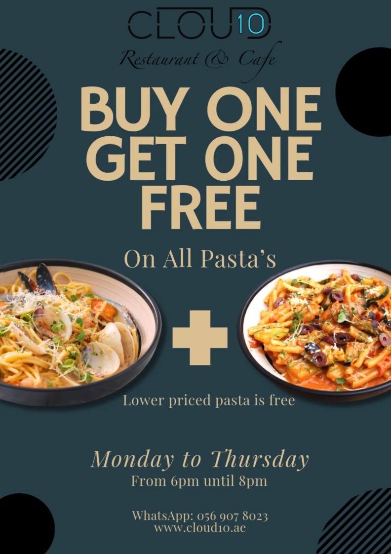 #buyonegetonefree #dubaifoodie #pastas #jvc #cloud10 #dinnerwithfriends #seafoodlovers #foodforfoodies #circlemall