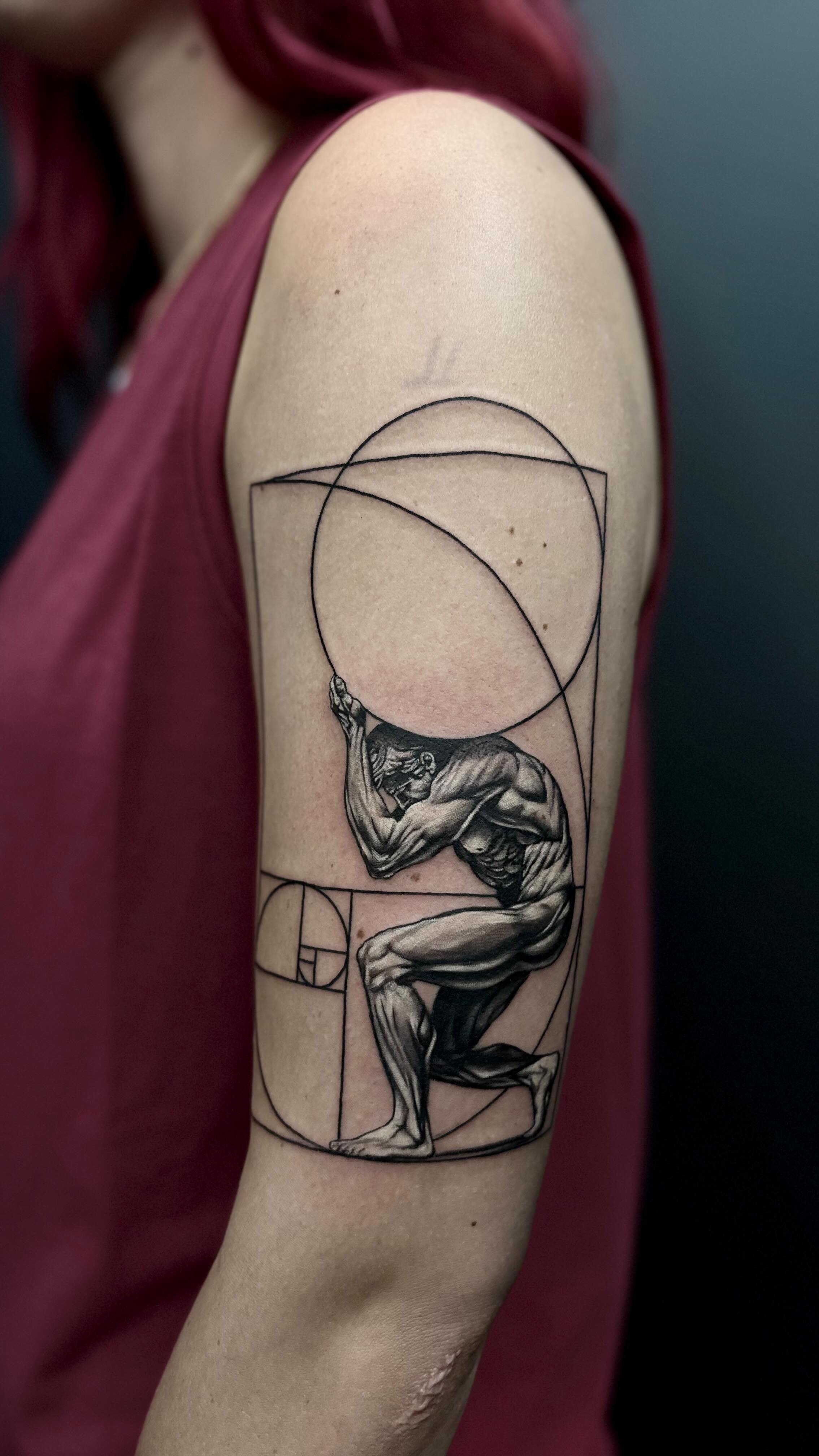This tattoo of Atlas carrying the world symbolizes endurance, resilience, and the weight of personal responsibility. Paired with the golden ratio, it reflects the pursuit of balance and divine proportion in life and nature. Together, they represent strength under pressure and the beauty found in order amidst chaos.
✉️ DM to book your free consultation
.
.
.
.
.
#tattooculture #tattoocolor #tattooedlife #tattooinstagram #tattooedpeople #tattooofinstagram #tattoofineline #tattoostagram #tattoodrawing #tattoosupply #lovetattoos #tattoosupplies #tattooinked #menwithtattoos #inspirationtattoo #tattooers #tattooman #tattooinkspiration #tattoocollector #tattoosforwomen #tattoomen #simpletattoo #tattoomaster #womenwithtattoos #tattoorealism #tattoosformen #tattoowoman #delicatetattoo #tattoosocial #kwadron