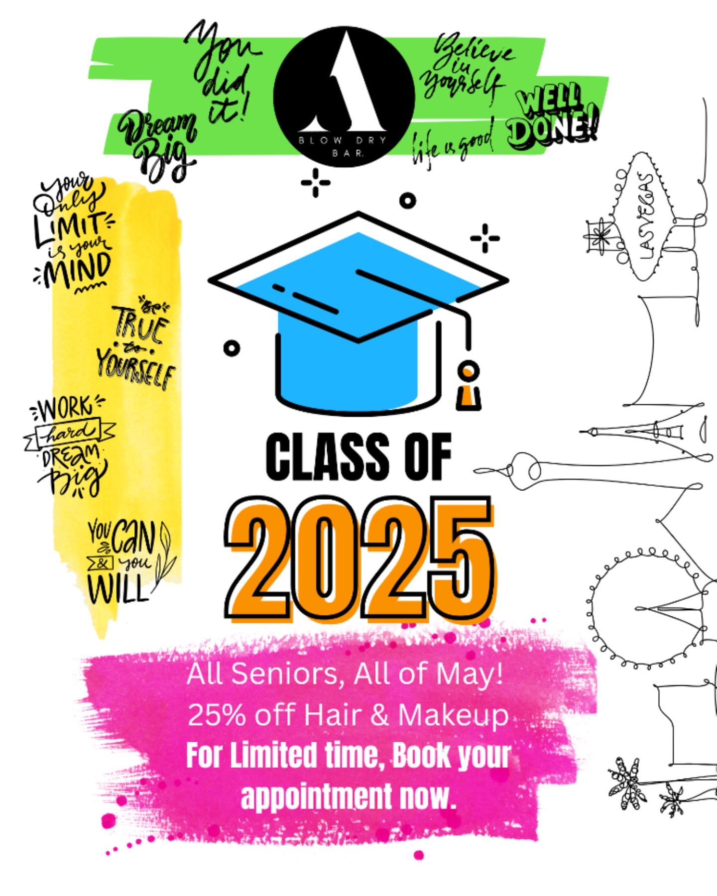 👏Congratulations, Class of 2025!🎓
Celebrate your graduation in style with 25% off all hair & makeup services the entire month of May!💃✨
Get photo-ready for grad parties, graduation or just because you deserve it❣️
Book now and glow into your next chapter!
.
.
.
.
#ClassOf2025 #GradSeason #SeniorStyle #GraduationGlow #YouDidIt #ProudGraduate #HairAndMakeup #GlowUp #BeautyPromo #GradReady #MakeupMagic #StyledToShine