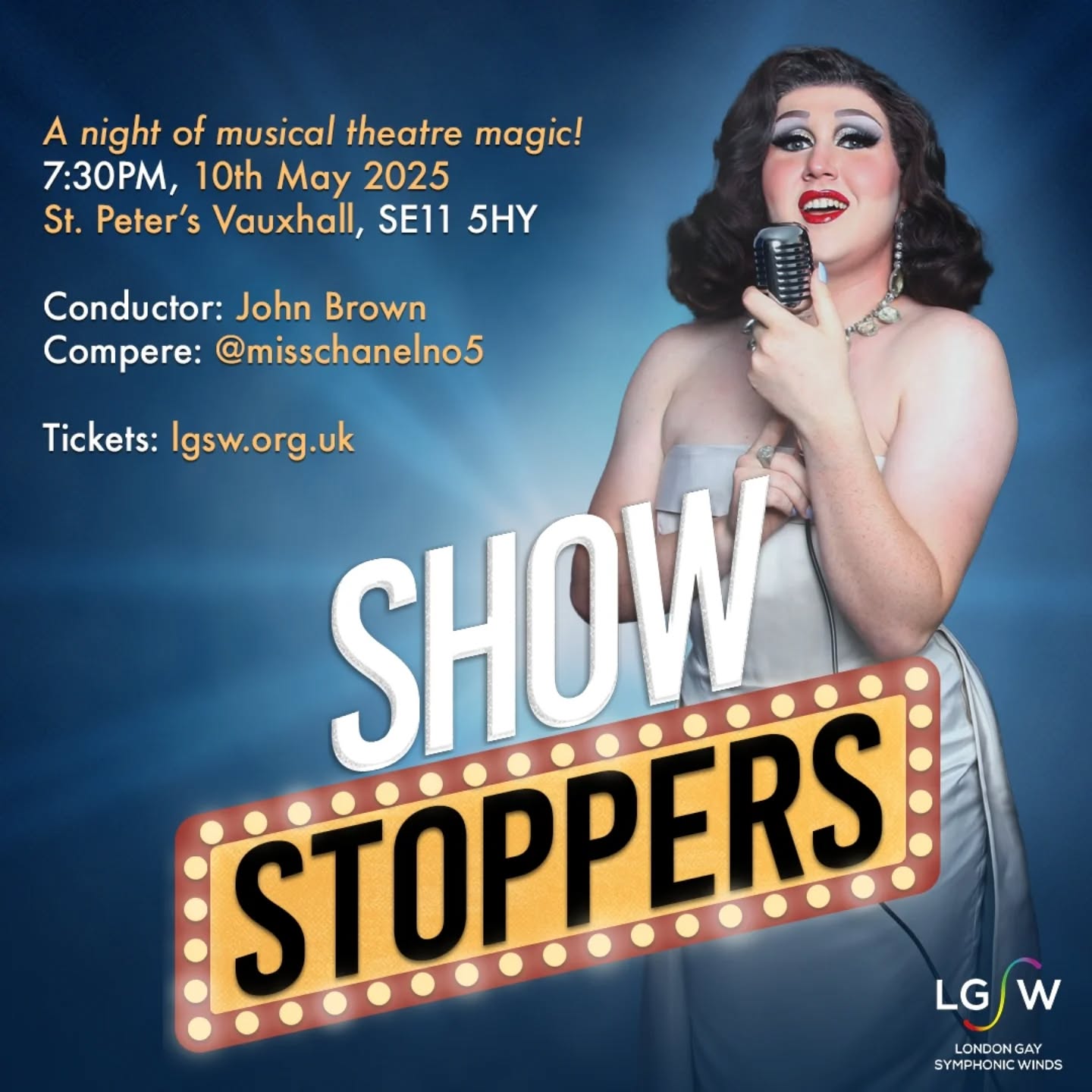 🚨COMPERE ANNOUNCEMENT🚨
The amazing @misschanelno5 joins LGSW as compere for our fabulous musicals themed concert SHOW STOPPERS, THIS SATURDAY!!
With music from Wicked, Six, Sister Act, My Fair Lady, The Lion King, Phantom and more, played by 45+ musicians, it is an event not to be missed! Tix and details below 👇🏼
🏢 St Peter's Church, Vauxhall
🗓️ Saturday 10 May, 7.30pm (doors 6.30pm)
🎟️ https://www.ticketsource.co.uk/lgsw
💷 £12 in advance, £15 OTD (limited)