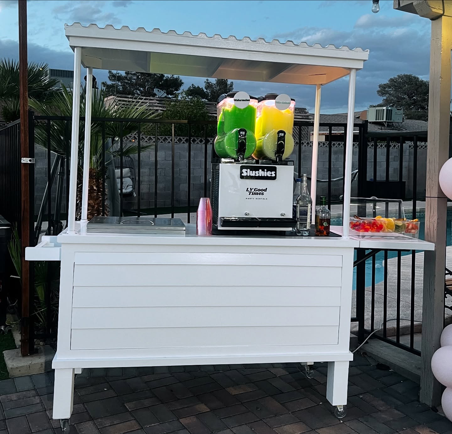 Turn up the FUN at your next party with our Slushy Machine + Beverage Cart Combo!
Keep your drinks icy-cold all day & night with the built-in drop-in ice bin!
Perfect for both kids and grown-ups!
Choose from delicious flavors like Watermelon & Piña Colada
– the kiddos get refreshing slushies, and you can add your own twist (hello, margaritas!)
Book now & let the good times roll!
(P.S. We don’t provide alcohol)
#LVGoodTimespartyrentals #Slushymachinerental #PartyTime #vegasevents #lasvegaspartyrentals #lasvegaseventplanners #lasvegaslocals #beveragecartrental #lasvegaslocal #supportsmallbusinessowners #lasvegasmoms