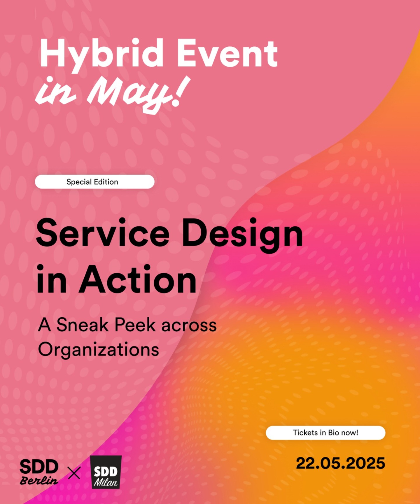 With May on the calendar, we are entering our SDD Summer era!
For the first time, @sddberlin is partnering with @sddmilan to host an epic double-feature: On May 22nd, we will have simultaneous events in #Berlin and #Milan, both hosted at @wearejakala, and both bringing two speakers on stage! That means: When you attend our Berlin event, you’ll get to see a total of 4 lightning talks – 2 by Berlin-based Designers, and 2 via live stream from Milan.
Get your ticket via Luma – Link in Bio.
#ServiceDesignDrinks #sddberlin #sddmilan #jakala #design #berlin #servicedesign #humancenteredness #hcd
www.sddberlin.com