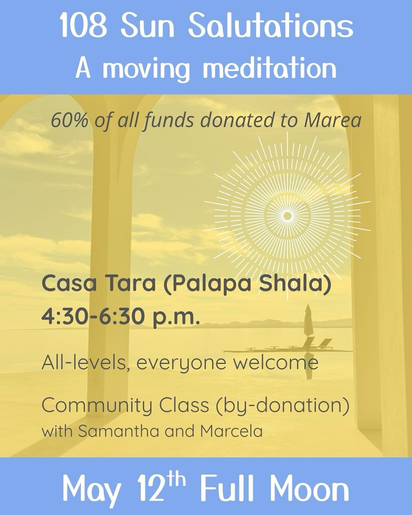 Special event next Monday evening!
Although we will be moving through a physical movement 108 times, please don’t let the number #108 hold you back!
We will be doing various version of the sun salutation, including gentle versions on the earth.
This is more of a devotional practice, honouring the sun that gives us life, and using breath with movement to meditate/ be in our bodies. Resting is also welcome.
Why do we do this practice? More on that later.... Or- show up to find out 🙂