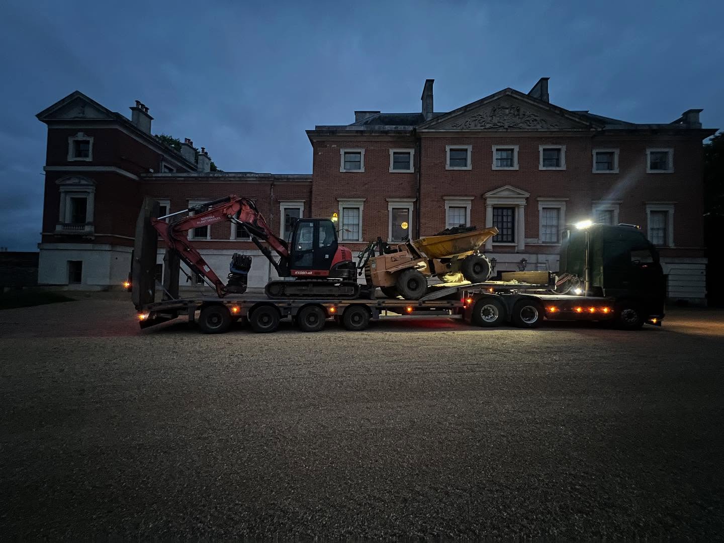 On the move again. Onto a little demolition job. Big boys toys. Diggers and knocking things down. All in a professional manner of course!