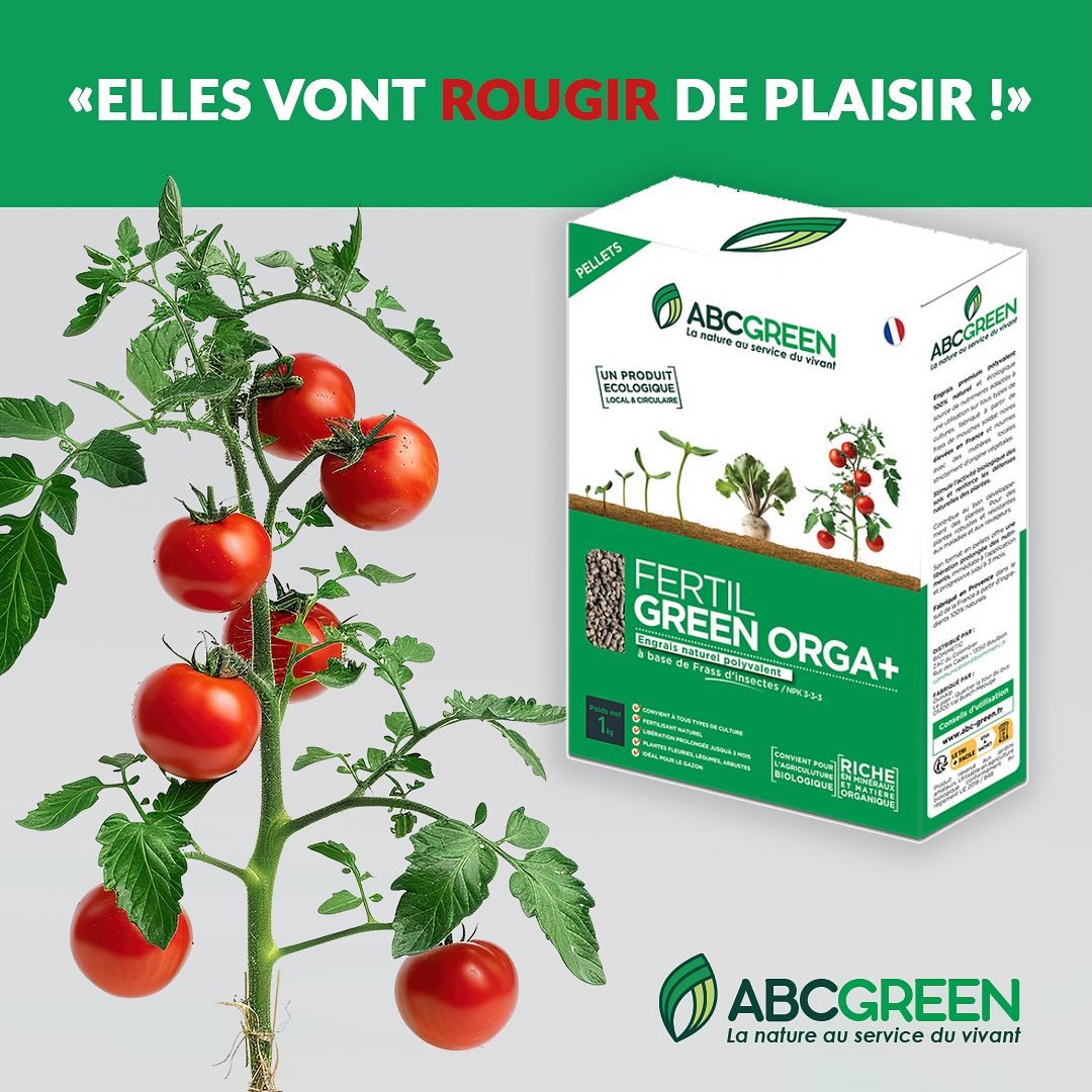 Vos tomates 🍅 vont adorer notre fertilisant naturel, français, compatible avec une agriculture biologique et issu de l’économie circulaire ! À découvrir sur notre site internet ! Bénéficier de 10% de remise avec le code ABCGREEN10, jusqu’au 31 mai ! #fertilisantnaturel
