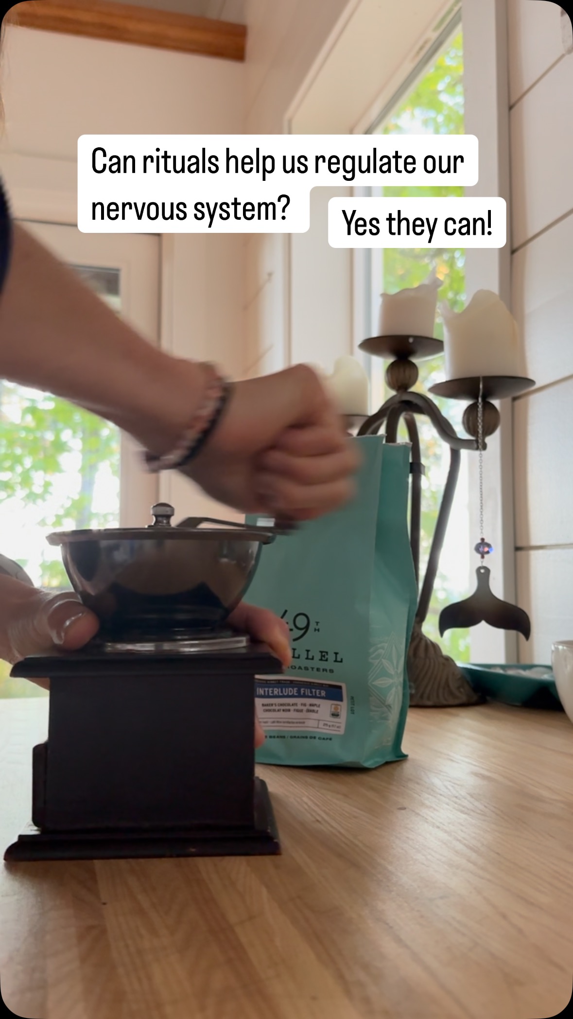 ➡️ Haha at the cabin grinding coffee to make a pour over. This physical ritual actually regulates my nervous system…something about the physical grinding and the slow pour that just hits the release of sympathetic energy and moves towards my parasympathetic coffee moment.
➡️ This week in THREE it’s all about nervous system regulation and the creative and crazy things you can do to regulate your nervous system, specifically post concussion.
#mindbodyspirit#sensoryintegration#postconcussionlife #empoweredrecovery #holisticrecovery #occupationaltherapy #pcs #persistentconcussionsymptoms #vestibular #dizziness #visualimpairment #nervoussystem#nervoussystemregulation#postconcussion #tbi
#concussionrecovery #concussion #brainenergy #concussioncoach #yoga #returntowork #livingwhilehealing #patienttoperson
