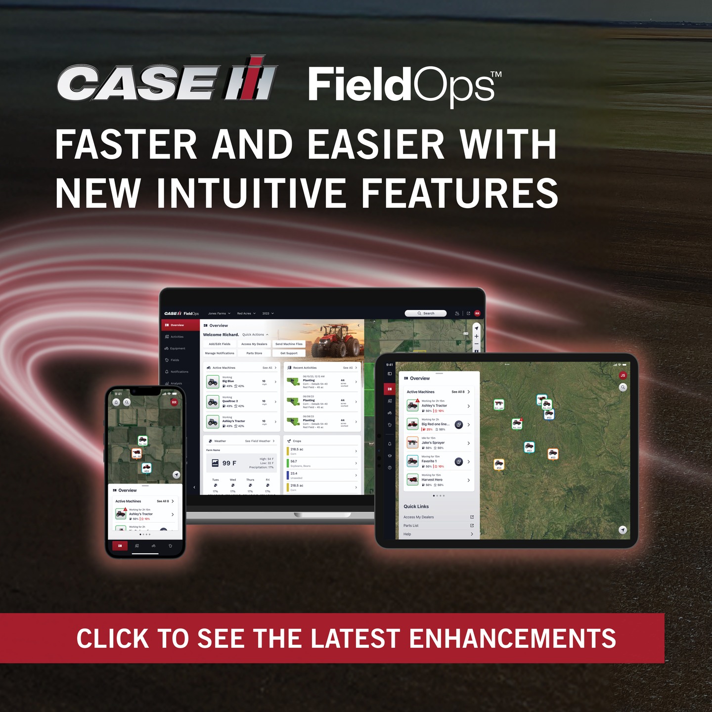 #CaseIHFieldOps makes connected farm management faster and easier on any device. The latest updates make it even easier to navigate with streamlined user interfaces and new comprehensive insights reports. Monitor your operations anytime, anywhere with the newest Case IH web and mobile app.