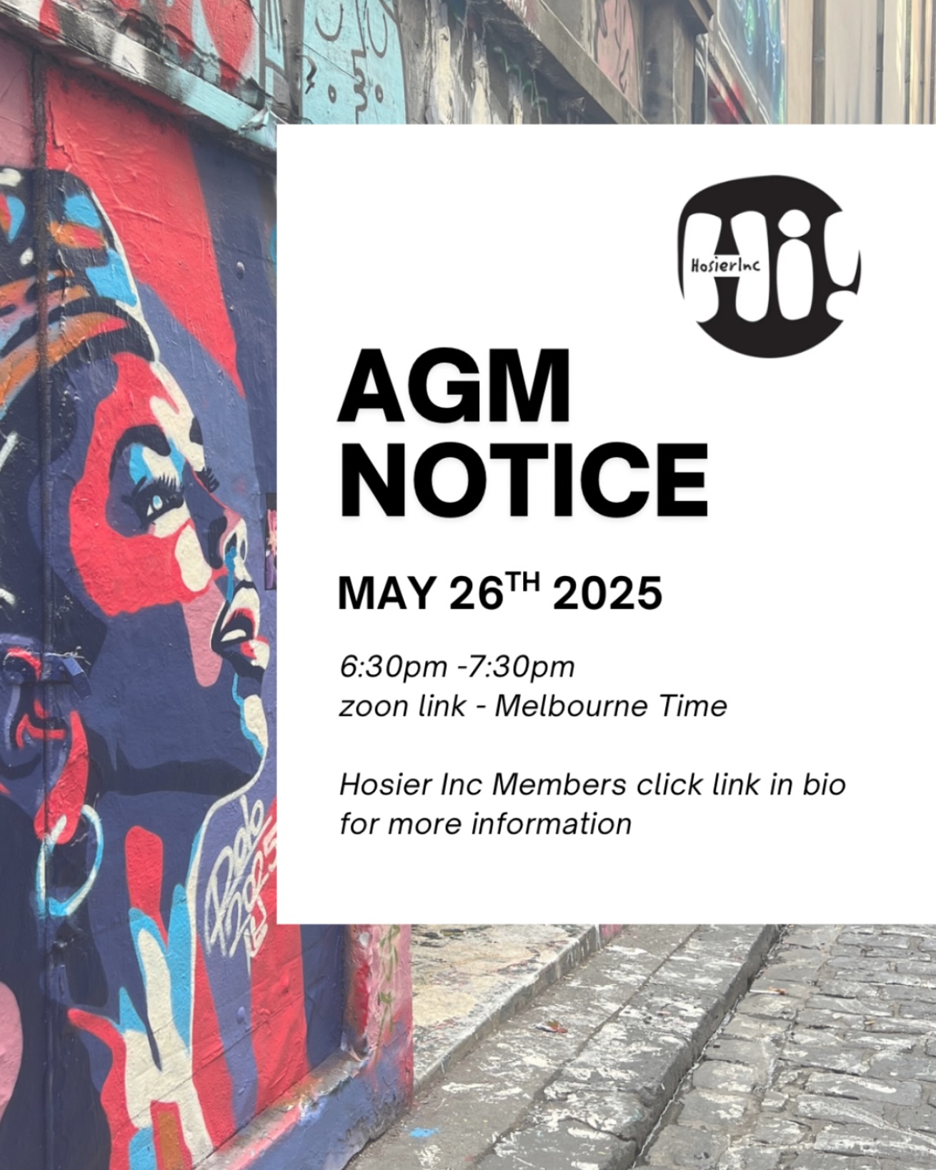 Members of Hosier Inc are encouraged to join our AGM. Please register via the link in our bio for papers if you have not already received.