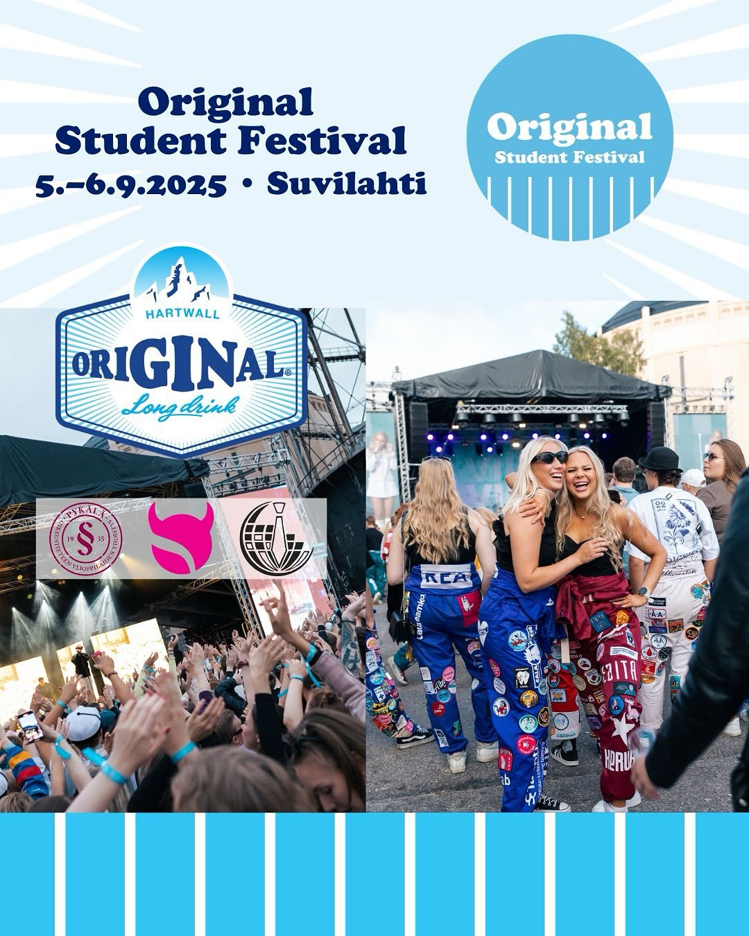 Kylmästä ja harmaasta nautitaan taas, kun Original Student Festival avaa syksyn juhlakauden! 💙
Pykälä, Demoni ja Bileinsinöörit toimittavat jälleen Suomen suurimmat opiskelijafestarit⚡
Hyvää menoa, musiikkia ja festarimeininkiä on luvassa kahden päivän ajan Helsingin Suvilahdessa 5.–6. syyskuuta.
Kerää kaverisi kasaan ja tule bailaamaan pölyt haalareista Suomen artistitaivaan kirkkaimpien tähtien tahdittamana! Ensimmäiset KUUSI artistia on jo julkaistu, festariviikonloppua tähdittää mm. Mirella, Turisti, Robin Packalen, Sexmane, Ani ja Ege Zulu 🤩🥳 Ja vielä lisää artisteja julkaistaan lähiaikoina!
Artistien esiintymispäivät on julkaistu ja sen myötä myös yhden päivän liput ovat myynnissä! Kide.appista löytyy kaikki lipputyypit ja lisää uutisia kerrotaan kesän mittaan @originalstudentfestival 👈🏼
Original Student Festival takaa koko Suomen kovimman startin syksyyn!
#originalstudentfestival #hartwall
—
The cold and grey is back as the Original Student Festival kicks off the autumn festive season! 💙
Pykälä, Demoni and Bileinsinöörit will once again deliver Finland’s biggest student festival ⚡️
Good times, music and festival atmosphere are in store for two days at Suvilahti in Helsinki on 5.–6.9.2025.
Gather your friends and come party your ass off to the sound of the brightest stars in the Finnish artist scene! The first SIX artists have already been announced, with Mirella, Turisti, Robin Packalen, Sexmane, Ani and Ege Zulu 🤩🥳 And more to be announced soon!
The dates of the artists have been published and with that, the one-day tickets are on sale! You can find all ticket types on the Kide.app and more news will be announced as the summer progresses @originalstudentfestival 👈🏼
The Original Student Festival guarantees the toughest start to autumn in Finland! ✨