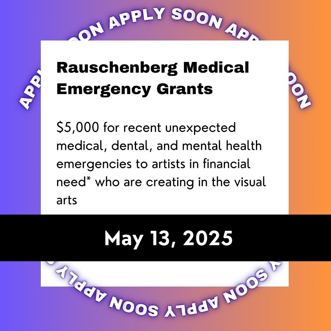 May GRANTS
$5,000
Artists
⏳ Due 5/13/25
$5,000 for recent unexpected medical, dental, and mental health emergencies to artists in financial need who are creating in the visual arts.
https://www.nyfa.org/awards-grants/rauschenberg-medical-emergency-grants/
#unrestrictedfunds #artists #callforentries #deadline #grants #grantwriting #artprize #grantconsultant #grantpro #fundraising #development