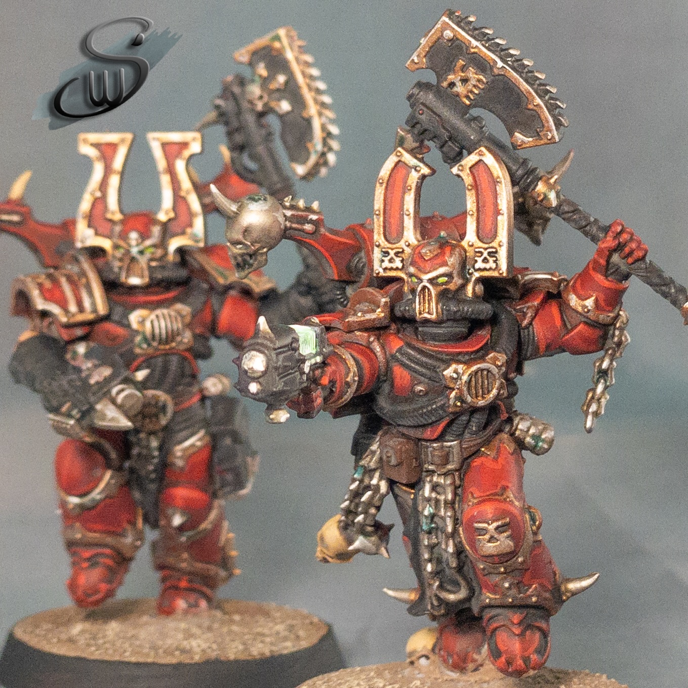 Berzerkers done and absolutely drenched in Khorne’s fury.
5 maniacs ready to tear it up on the tabletop — champion included, because someone’s gotta yell louder than the rest. Super fun kit to paint, tons of character in every snarl and spike.
#Warhammer40k #WorldEaters #KhorneBerzerkers #MiniaturePainting #Wargaming #WarhammerMiniatures #GamesWorkshop #PaintedMinis #TabletopWargaming #WarhammerPainted #ChaosSpaceMarines #HobbyCommunity #WarhammerArt #WIPWednesday #BloodForTheBloodGod