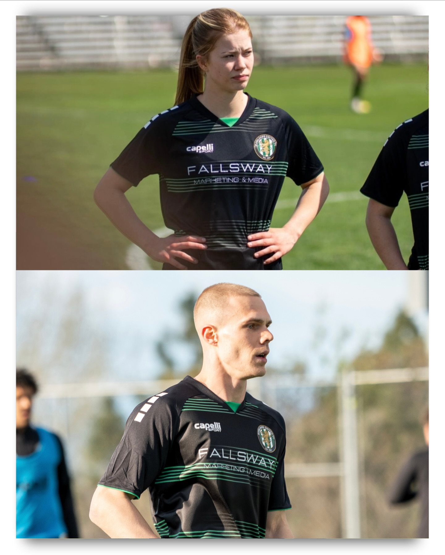 2nd year of Fallsway Marketing & Media on the front of Kamloops United Training Tops and each year they get better & better! 👏