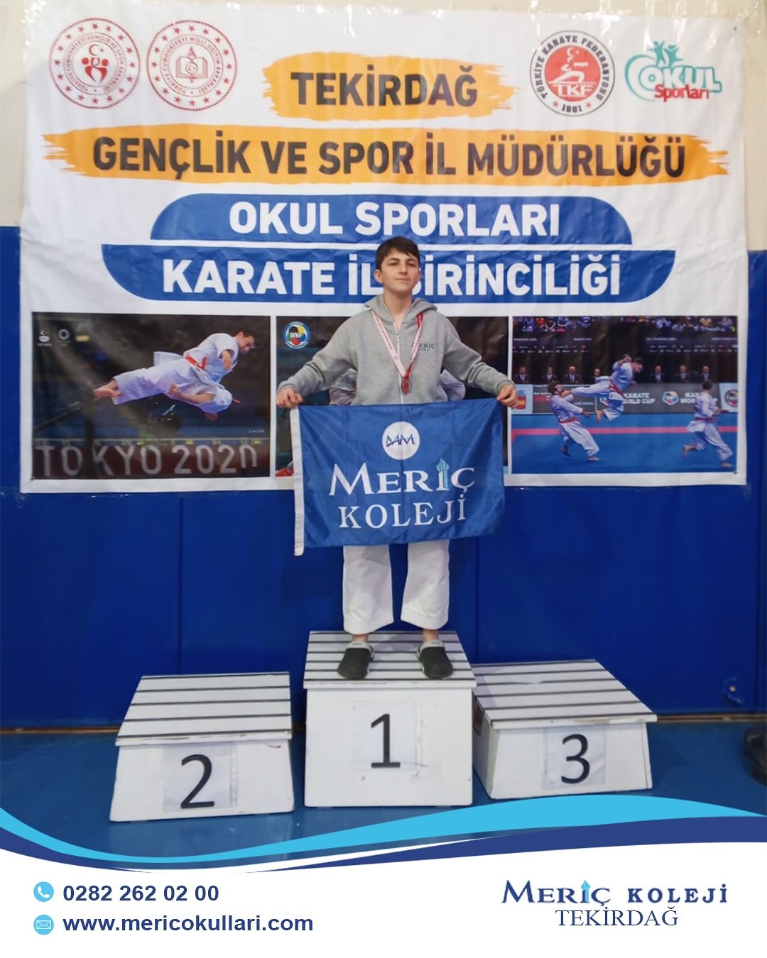 🥋 Mehmet Taş’tan Çifte Başarı!
Tekirdağ Meriç Koleji öğrencimiz Mehmet TAŞ, Gençlik ve Spor İl Müdürlüğü tarafından düzenlenen Okul Sporları Karate İl Birinciliği’nde hem Yıldız Erkek Kata kategorisinde hem de Kumite 42 kg kategorisinde il ikincisi olarak büyük bir başarıya imza attı! 🥈🥈
Sporda azimle ilerleyen öğrencimizi yürekten kutluyor, emeği geçen antrenör ve ailesine teşekkür ediyoruz. 💙