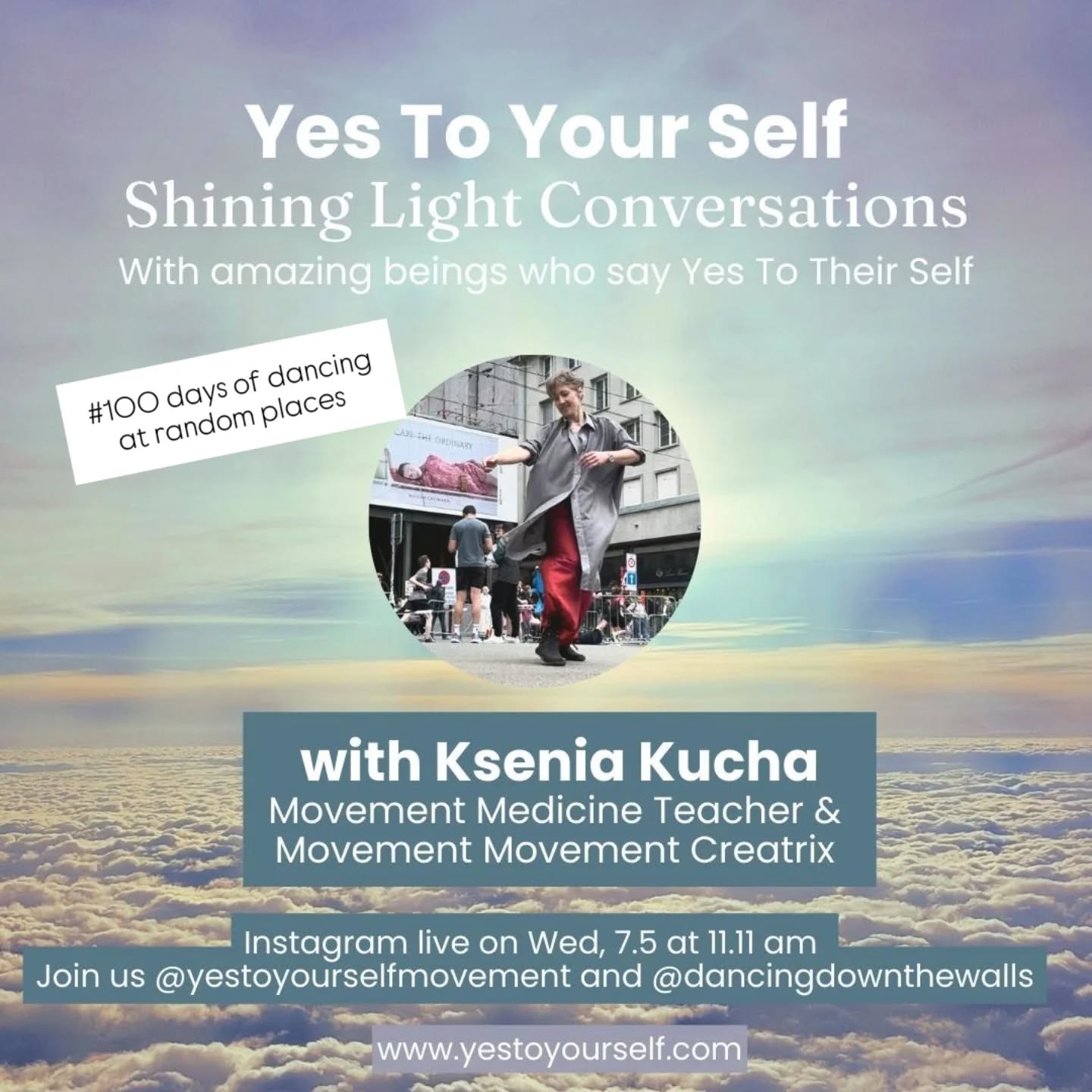 Join us tomorrow to this Insta live with Ksenia who has been dancing publicly at airports, supermarkets, and anywhere really. She has inspired many other dancers to do the same. She also just started a new challenge. Welcome to this surely very inspiring talk...
