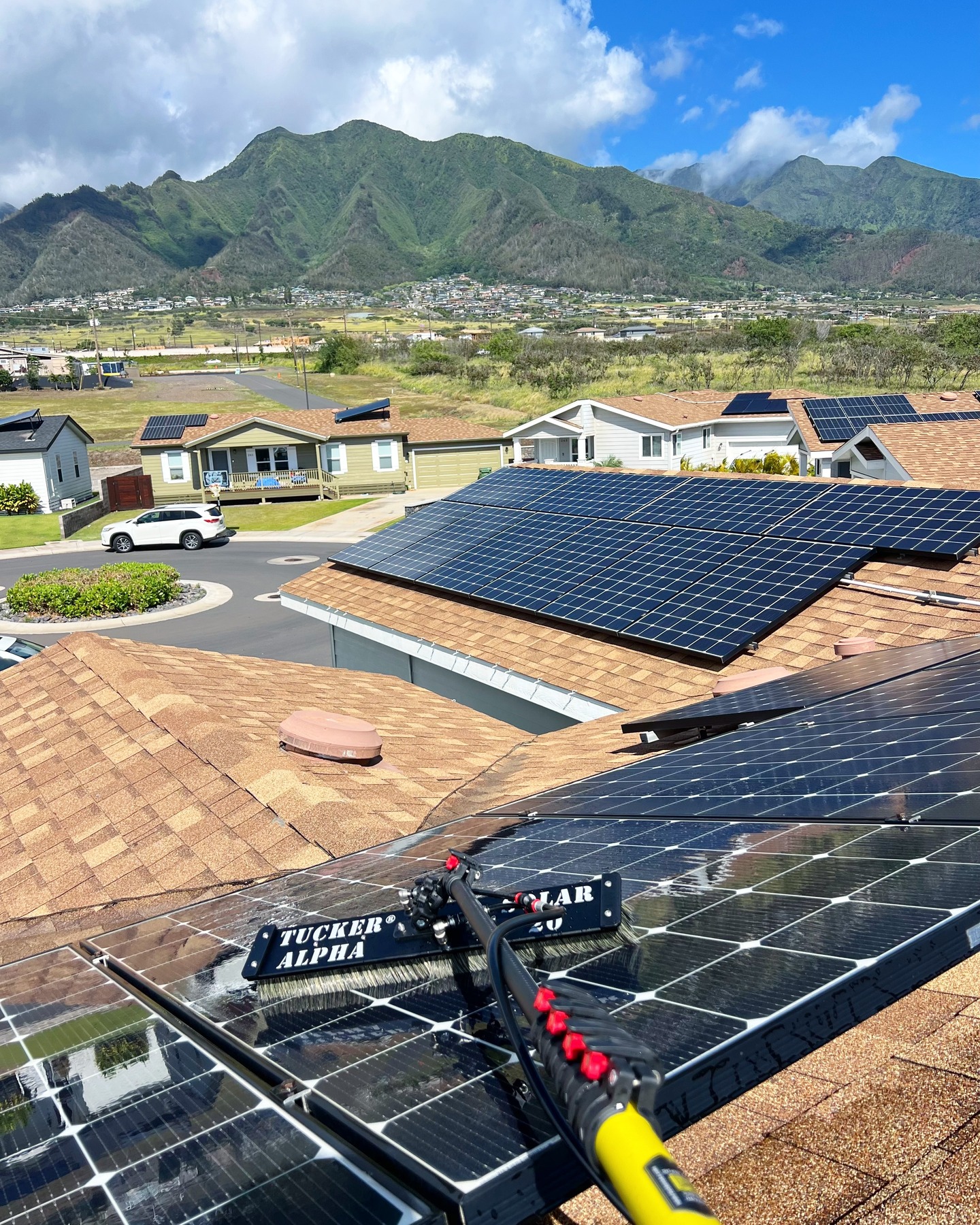 🌞 We know that you have made a substantial investment on your solar panels and only want someone who knows what they are doing handling your cleaning. That's where we come in:
🌞 We use a water-fed pole with a brush that is designed by professional solar panel cleaners to apply downward pressure on the panels to aide in removing hard set spots and debris. This specialized brush is designed to be used specifically on solar panels.
🌞 We use a 4 stage purification system to ensure no water spots are left. Tap water spots on your panels over time can damage the efficiency of your panels.
🌞 We have put in the hard work, training, and hours to educate ourselves on the most up to date technology and equipment when it comes to solar panel cleaning. You can be rest assured we will treat your solar panels like our very own.