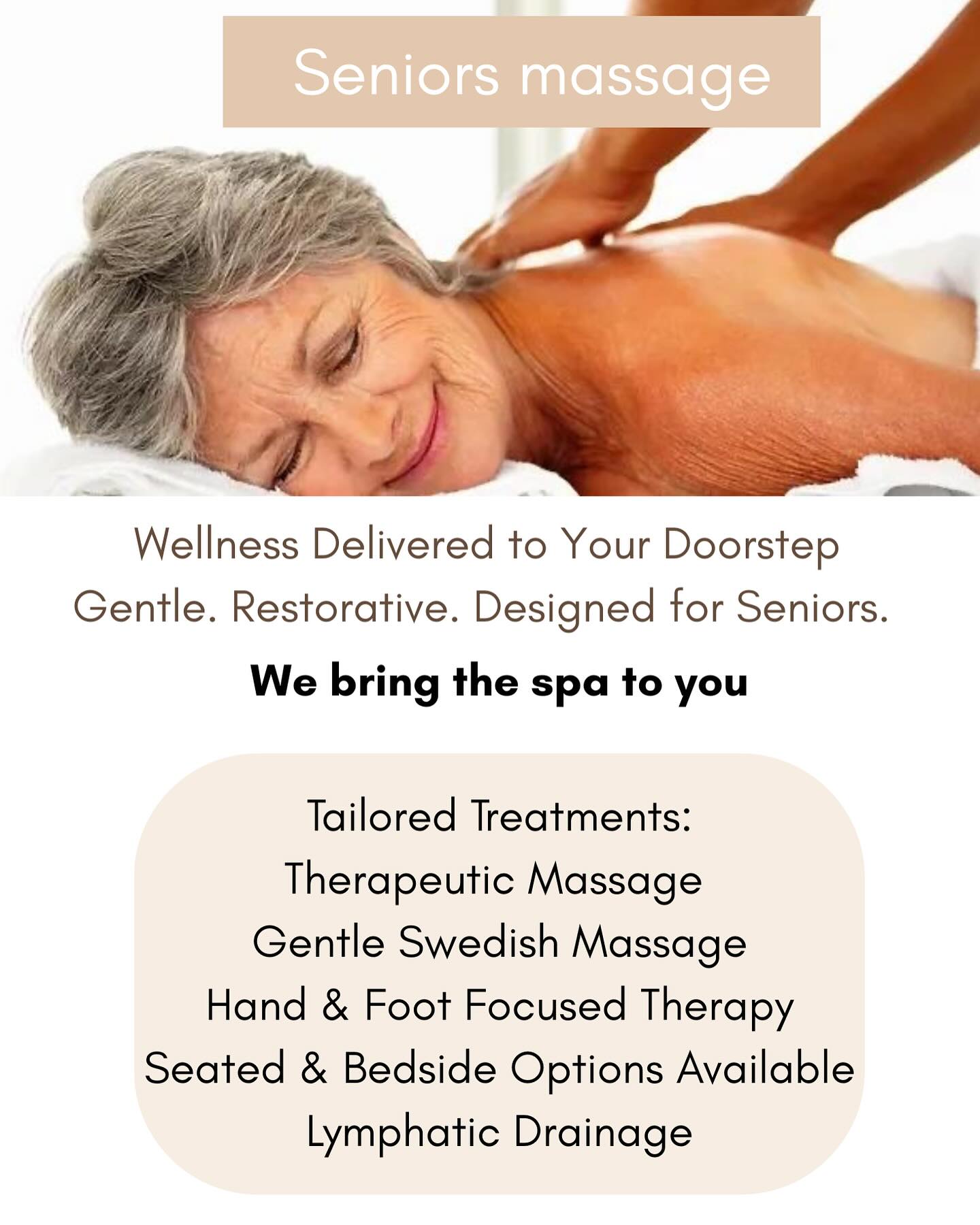 Our gentle, tailored massages for seniors can help:
✨
1. Pain relief: Massage can help alleviate chronic pain, stiffness, and inflammation.
2. Improved circulation: Massage can help improve blood flow, which can aid in healing and reduce swelling.
3. Reduced stress and anxiety: Massage can promote relaxation and reduce stress hormones.
4. Increased flexibility and mobility: Massage can help maintain or improve range of motion and flexibility.
5. Enhanced sleep: Massage can help improve sleep quality and duration.
6. Improved mood: Massage can release endorphins, which can help alleviate symptoms of depression.
7. Reduced muscle spasms: Massage can help relax muscles and reduce spasms.
8. Improved immune function: Massage can help boost the immune system.
Massage can be tailored to meet the specific needs of elderly individuals, taking into account any health conditions or physical limitations.
#massage #seniorsmassage #newzealand #mothersday