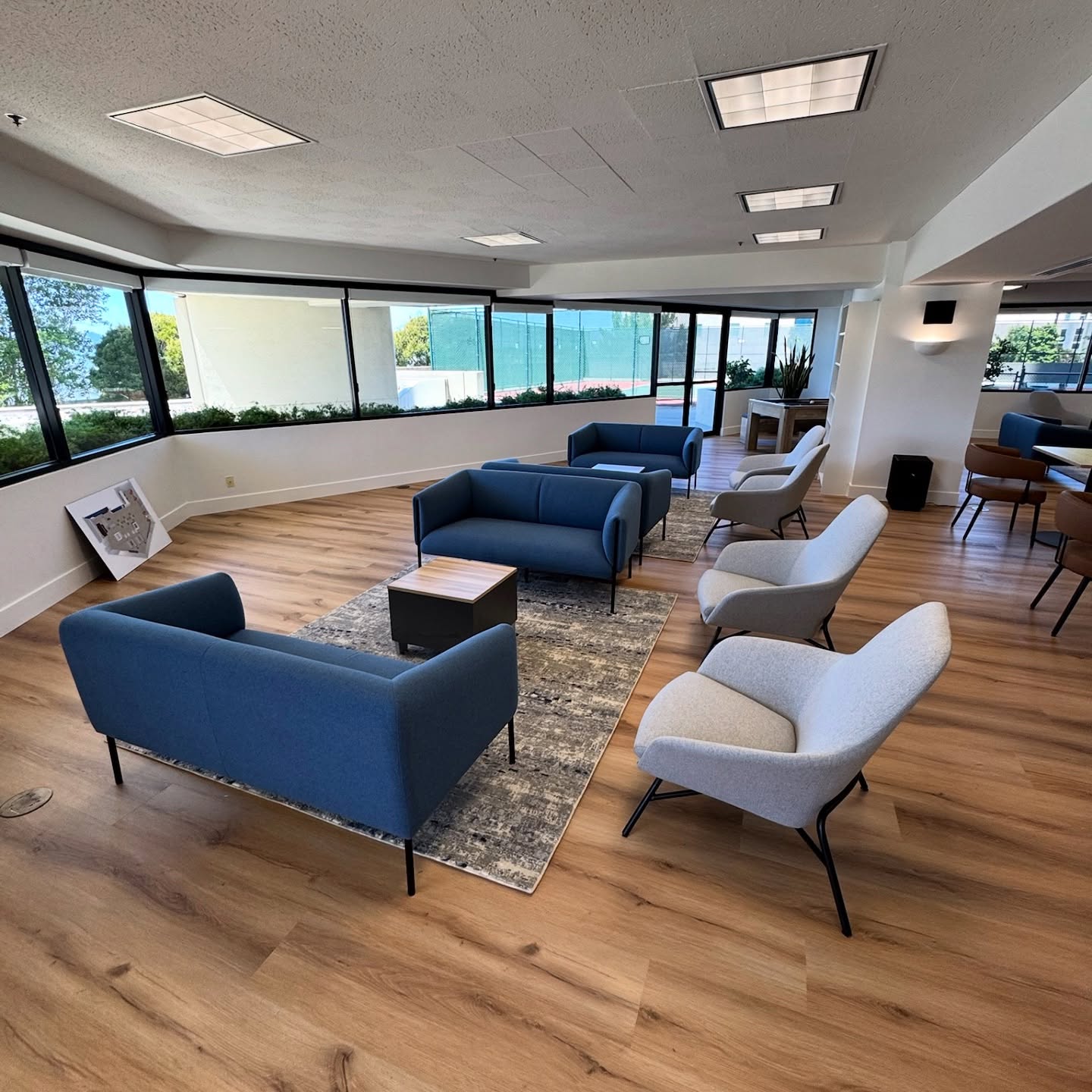 Welcoming, warm, and built to last!
We recently wrapped this community lounge install at Pacific Park Plaza in Emeryville featuring soft seating by Friant, Maverick end tables, Boss brown chairs, and N9ne tables.
It’s a space designed for connection, comfort, and everyday use—and we’re proud to help bring it to life.