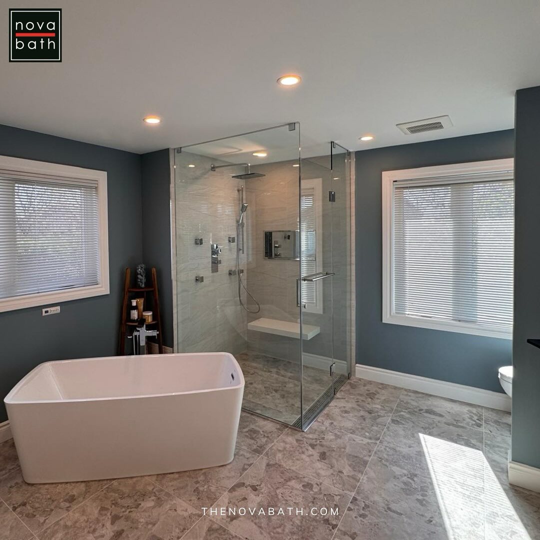 Crisp blues, clean lines, and calm vibes.✨ This bathroom is more than a space, it’s your daily reset button. From the double vanities to the luxe shower and freestanding tub, every corner invites you to slow down and breathe. 💙
#NovaBath #LuxuryBathrooms #SpaAtHome #BathroomGoals #ModernDesign #BlueInteriors #CalmSpaces #BathroomInspo #CustomVanities #ShowerDesign #GTAHomes #TorontoDesign #OakvilleBathrooms #TimelessInteriors #CleanAesthetic #InteriorInspo #NovaDesigns