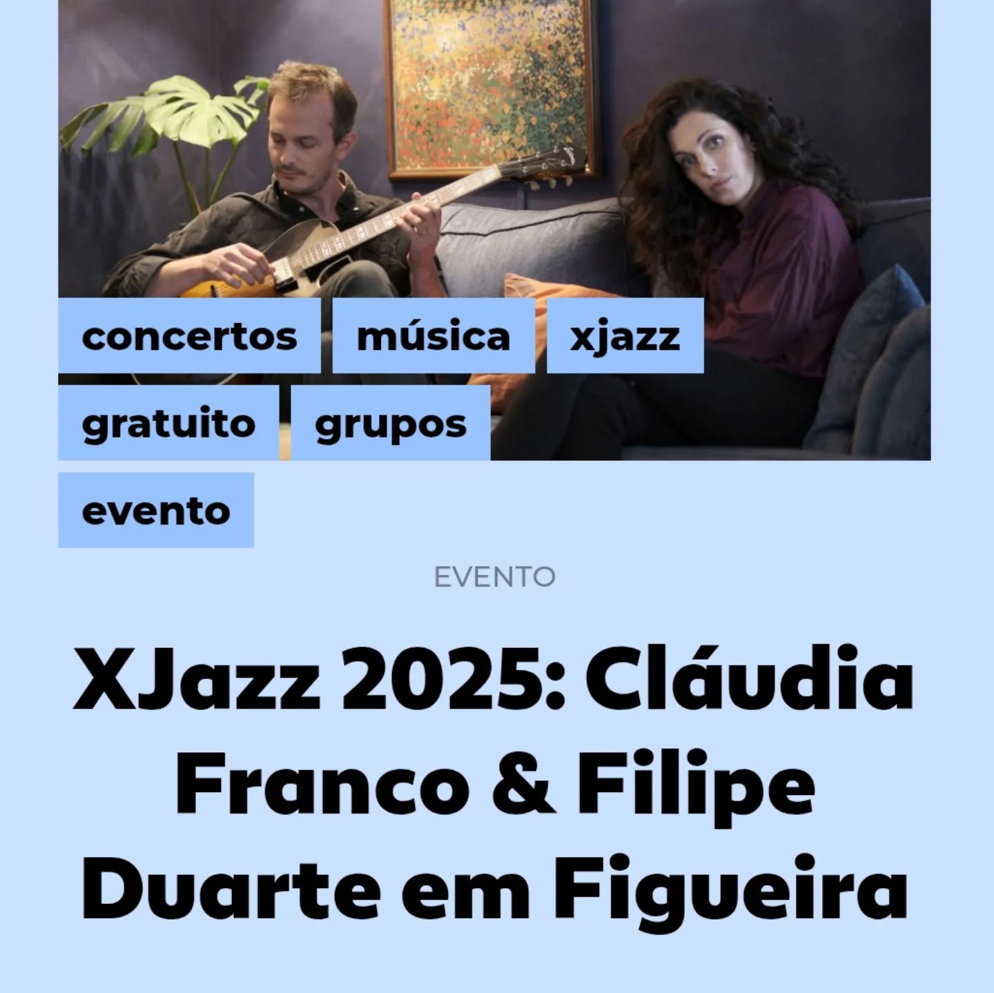 Hoje no XJazz!
@claudiafrancomusic
@filipeduartemusic
#jazz #xjazz #music