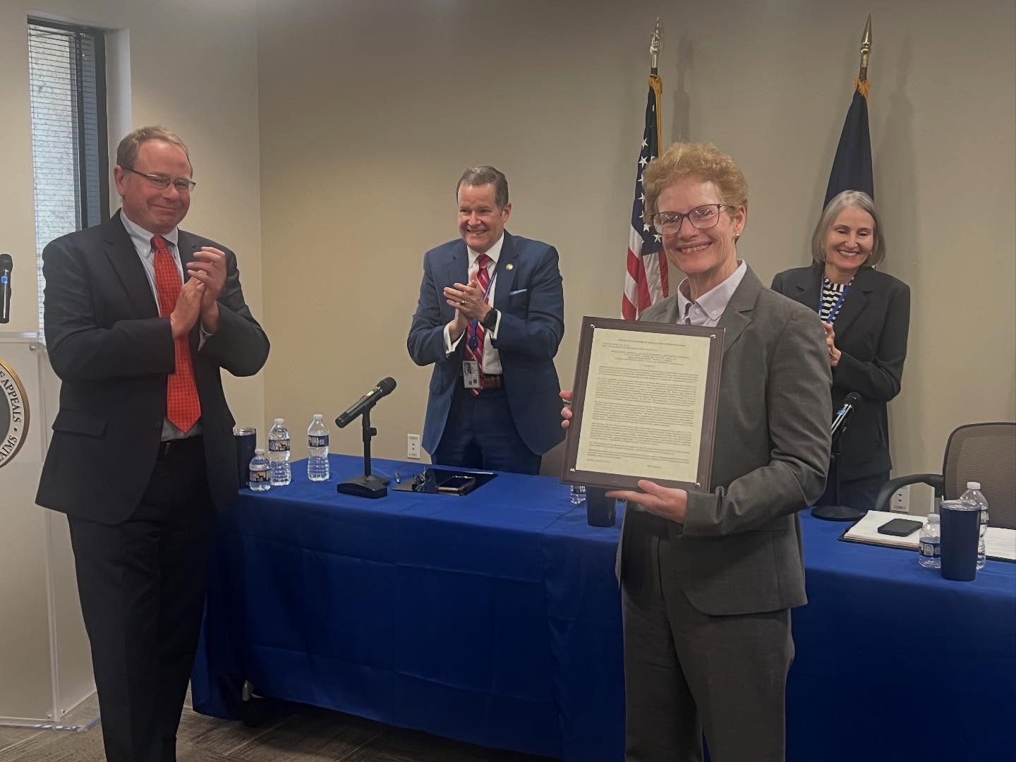 Thank you to all who joined us last week at the View from the Bench event. At the event, Chief Judge Allen, on behalf of the Court, presented Merri Flynn (of VA’s OGC) with a ceremonial Court order in recognition of her career in veteran’s law. Thank you for everything Merri!