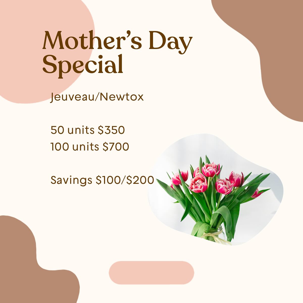 SOLD OUT🎉🎉🎉🎉🎉🎉
Happy Mother’s Day to all the amazing women and momma’s❤️❤️❤️ kid mamas, dog, mamas, cat, mamas,🤪🤪🤪🤪😘😘😘😘
for those of y’all that know how this works… you know what to do next!
For those that are new… This is the semi annual pre-purchase unit special. You have a year to use the units/microneedlng. Of course exceptions have been made for pregnancies, etc..
There’s a limited inventory of these pre-purchased specials. Simply DM me and I will provide payment links.
I hope everybody has a magical day with this amazing beautiful weather. If y’all have any questions, let me know!
Xoxo Melissa