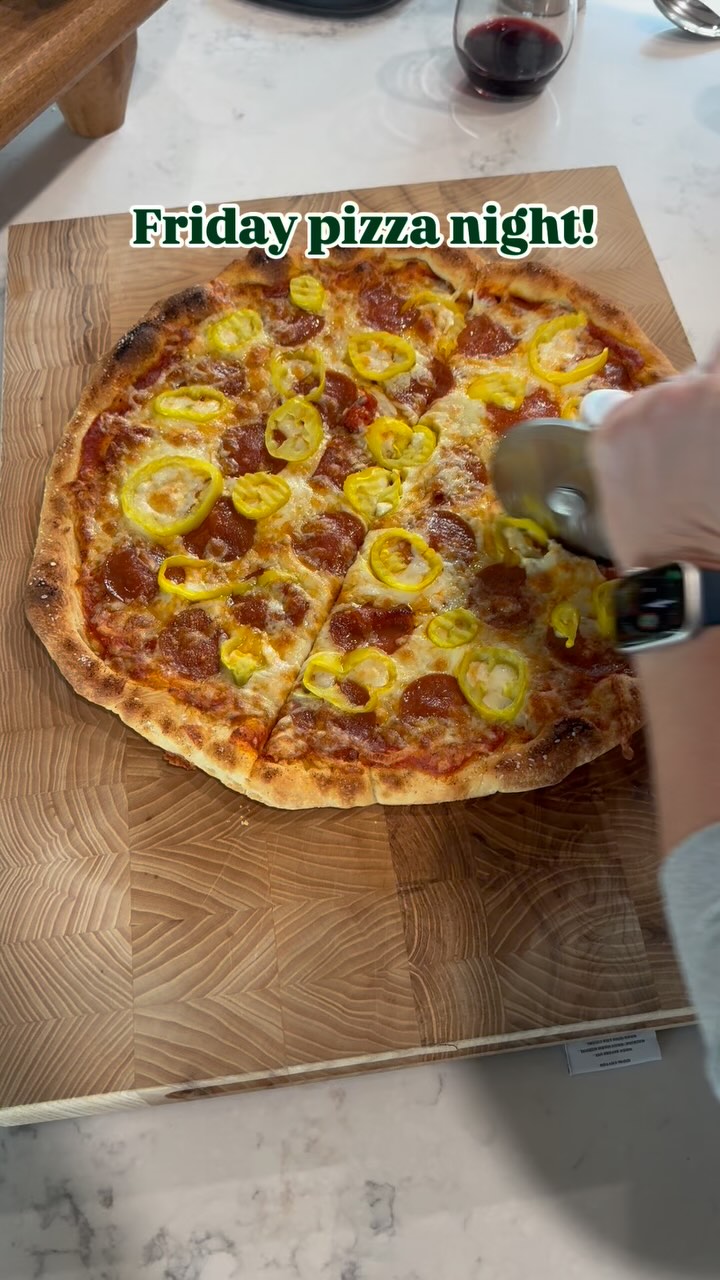 Friday pizza night 🍕Living in a rural area 75% of the time means no delivery. I actually love making homemade pizza and I have fun with toppings sometimes, but tonight was a classic: pepperoni and banana peppers. Did you order in, go out, or cook at home tonight? @sargentocheese @publix @mezzetta @boarshead_official
.
.
#pizza #pizzaparty #pizzanight #pepperonipizza #cheese #food #cooking #recipe #recipes #delicious #yum #yummy #deliciousfood #easyrecipes #homemade #homecooking #homecookedmeal #homecooked #homemadepizza #carbsarelife #cheeseplease #cheesepull #friday #fridaynight