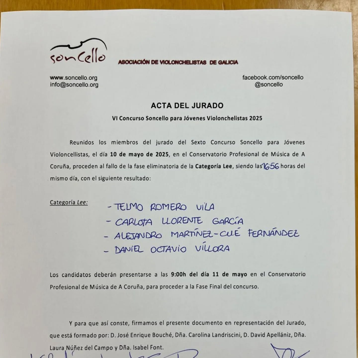 Finalistas categoría Lee